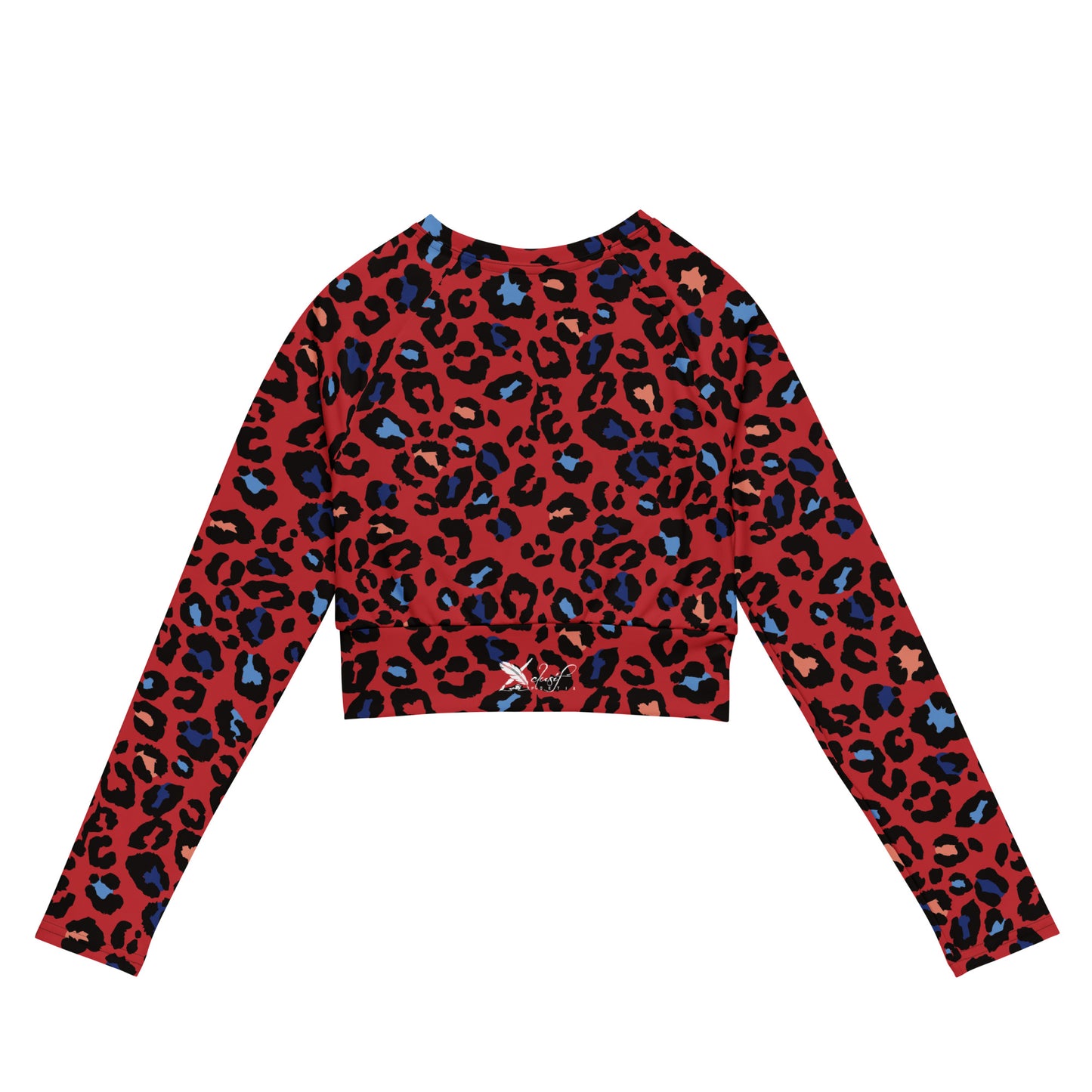 XCLUSIF POETIX RED LEOPARD Women's long-sleeve crop top