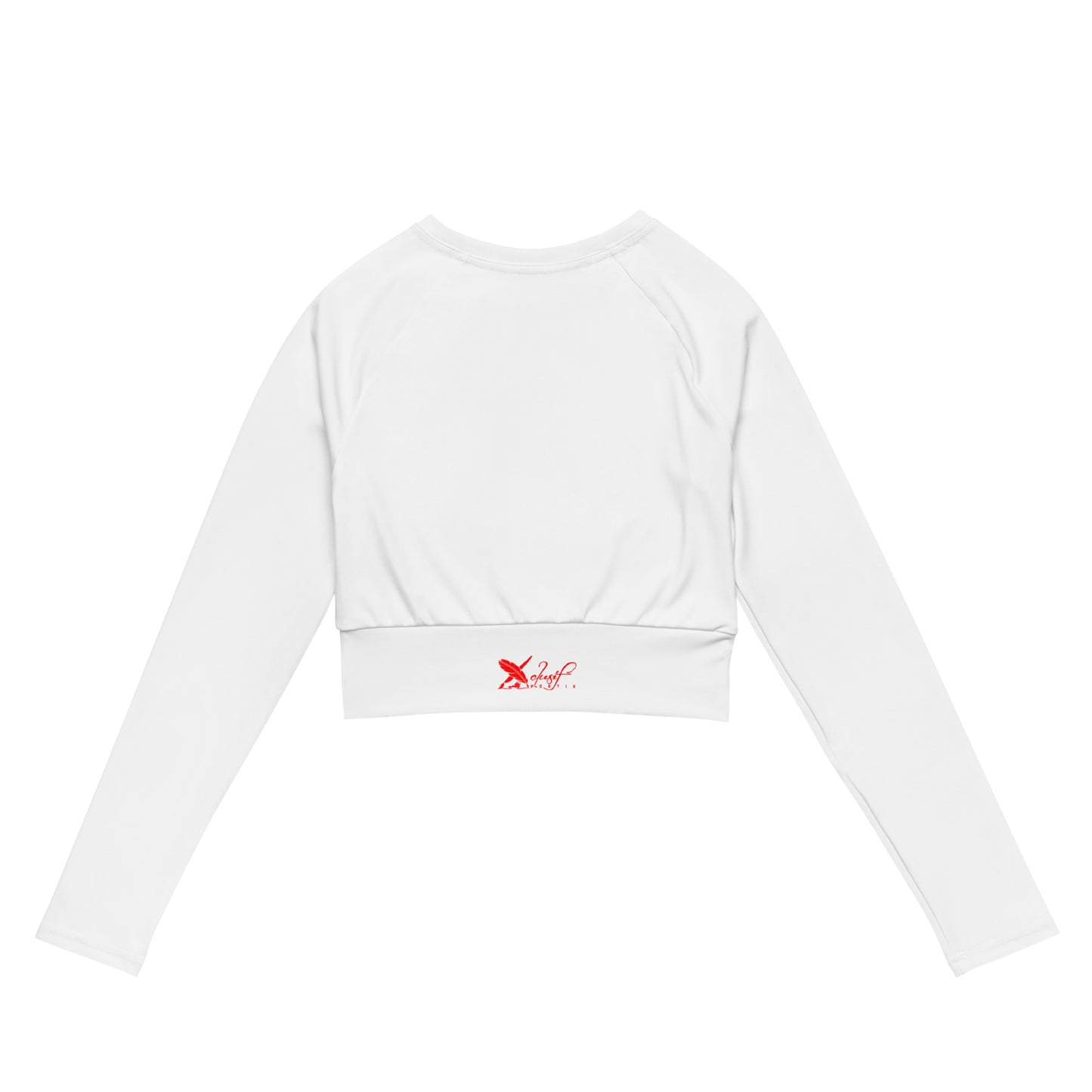 XCLUSIF POETIX WHITE & RED LOGO long-sleeve crop top