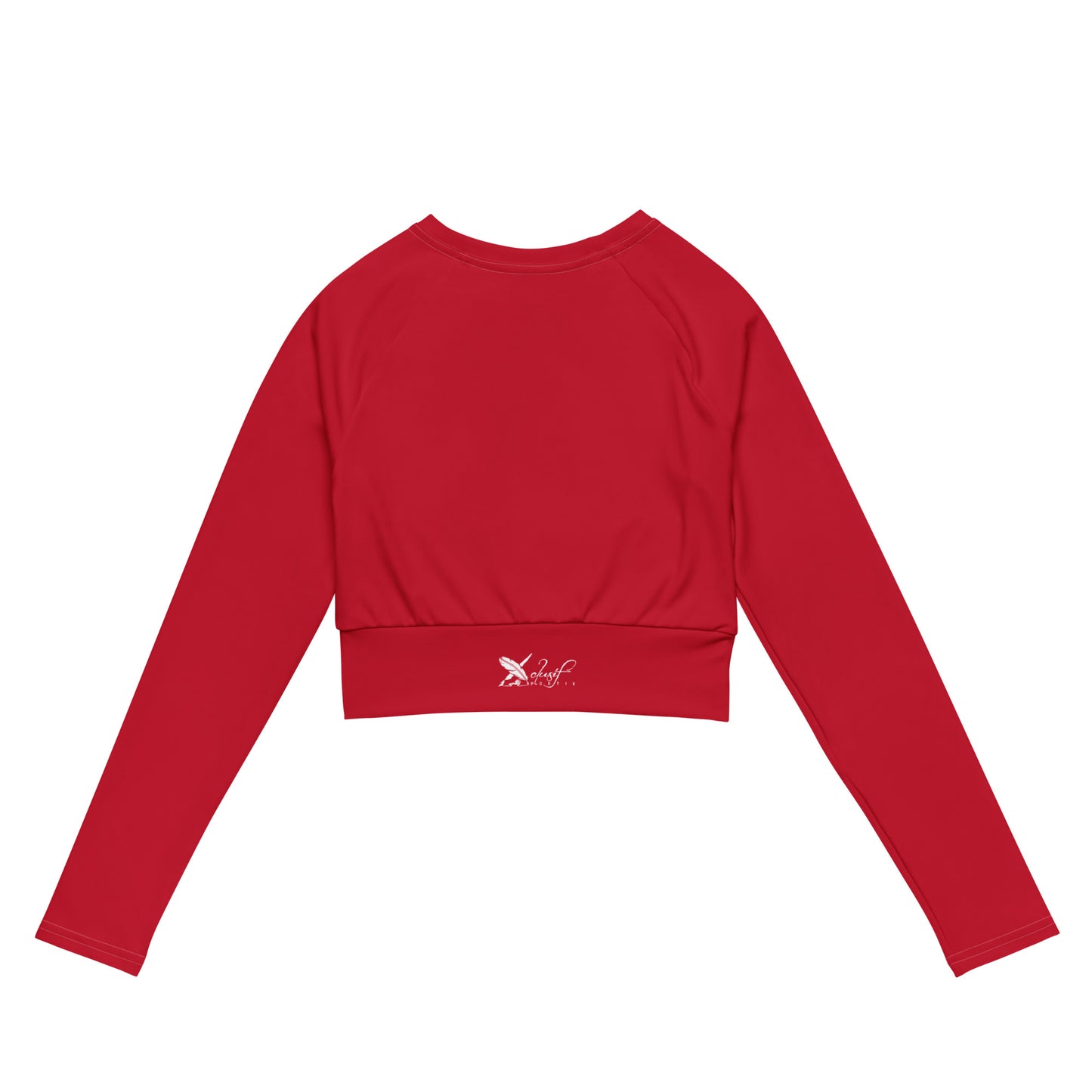 XCLUSIF POETIX RED & WHITE LOGO long-sleeve crop top