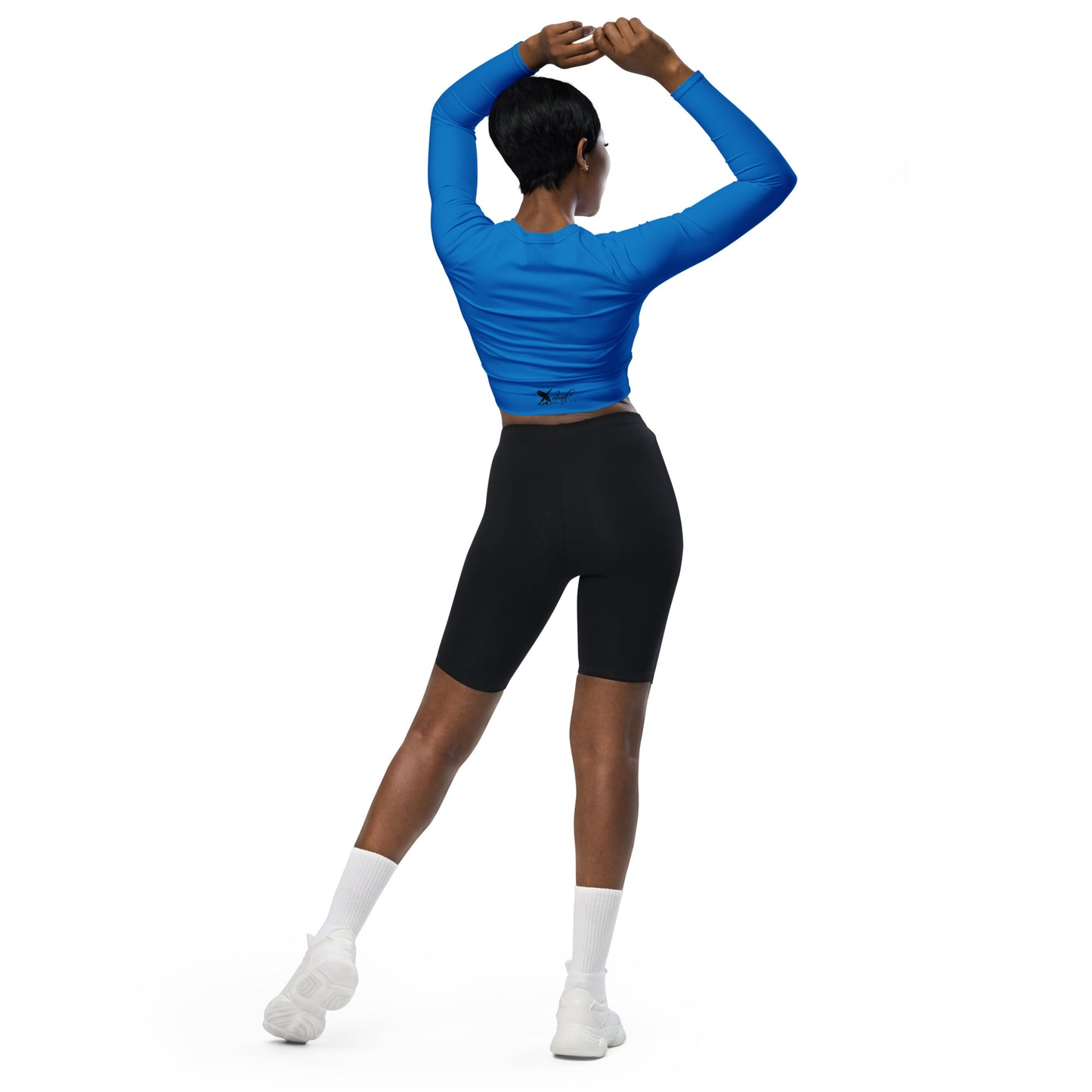 XCLUSIF POETIX BLUE & BLACK Women's long-sleeve crop top