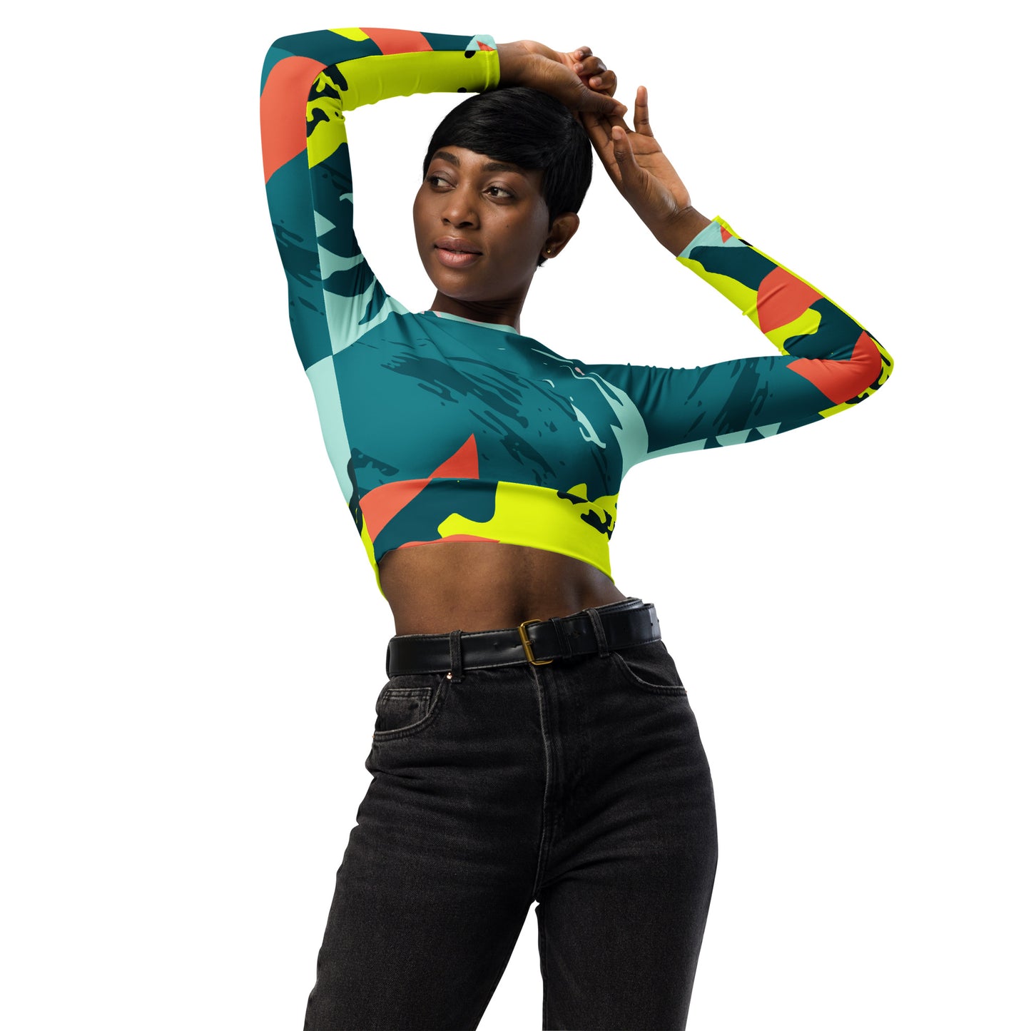 XCLUSIF POETIX JUNGLE long-sleeve crop top