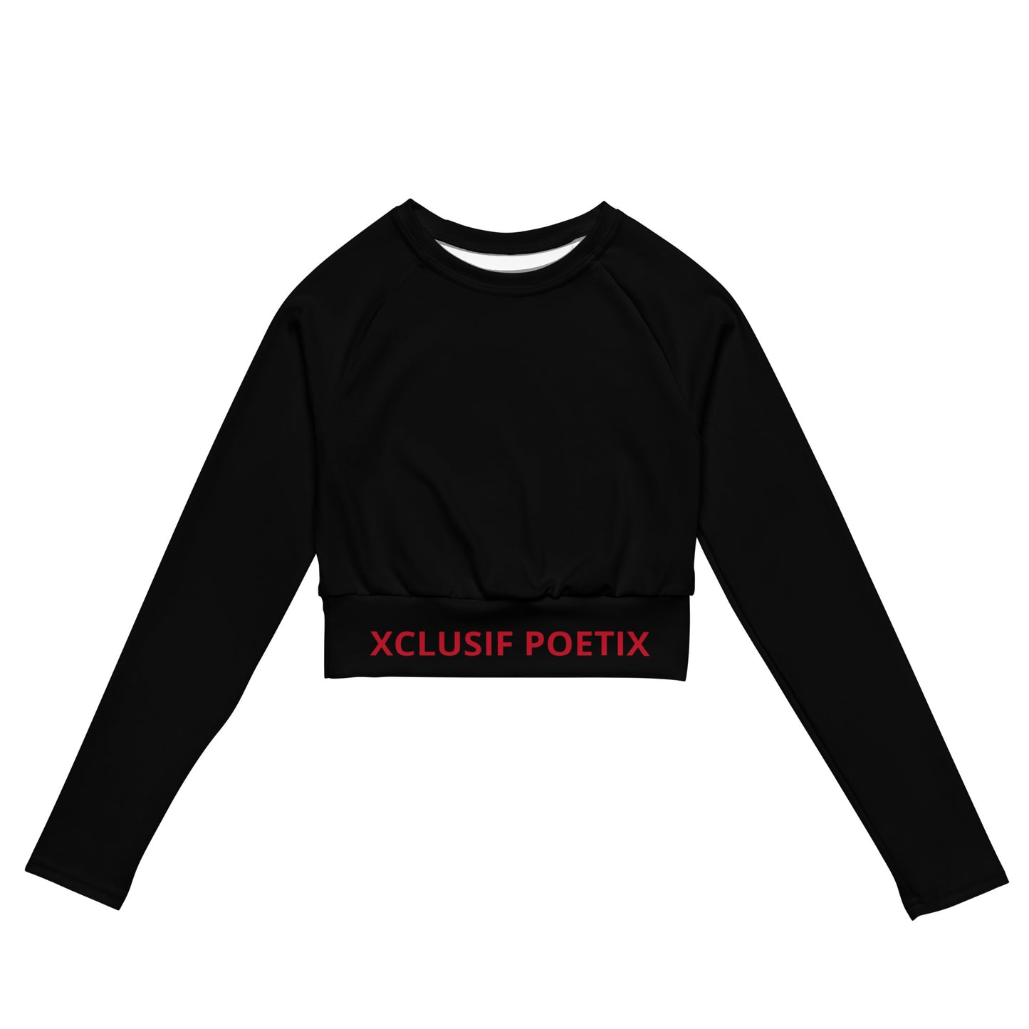 XCLUSIF POETIX BLACK & RED LOGO long-sleeve crop top