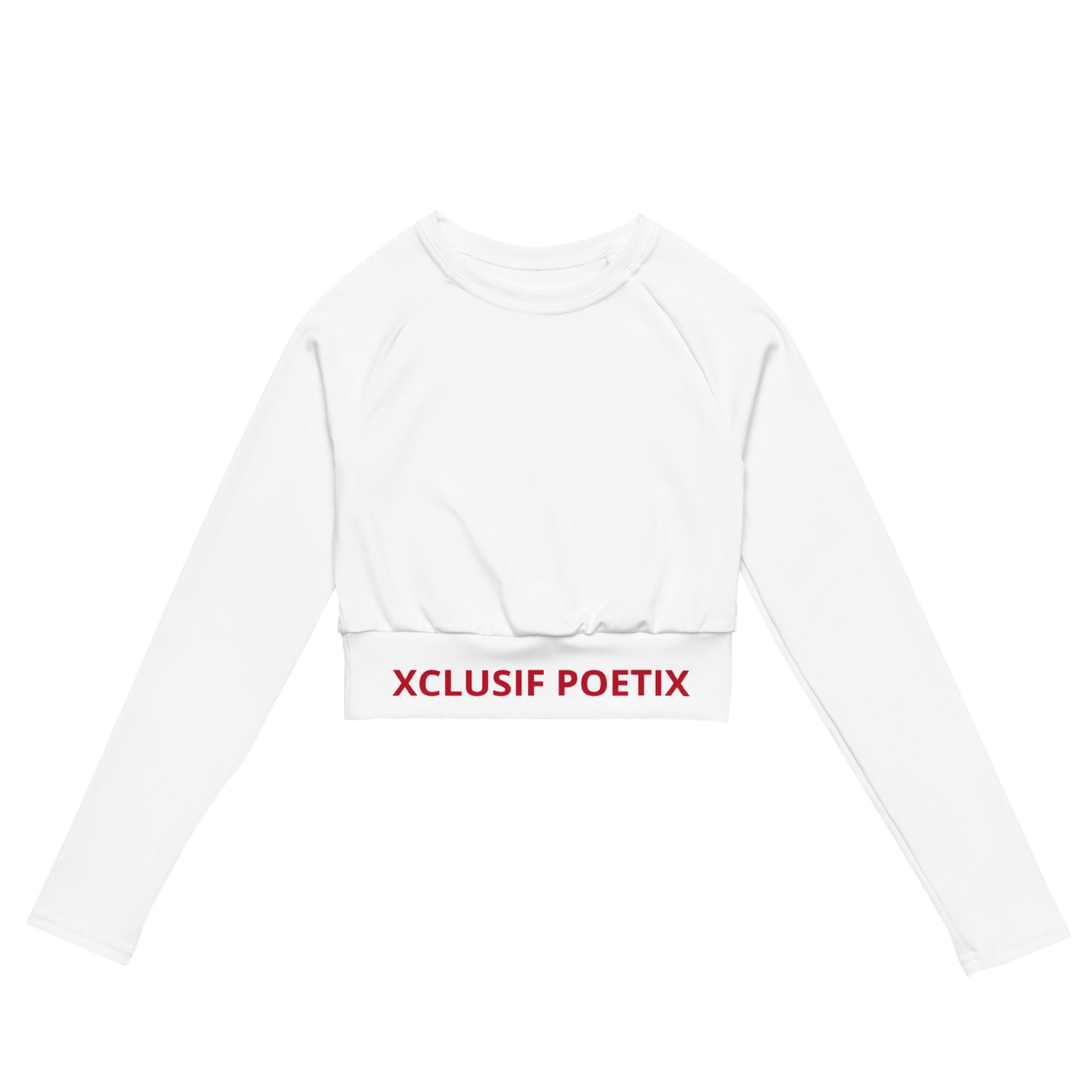 XCLUSIF POETIX WHITE & RED LOGO long-sleeve crop top