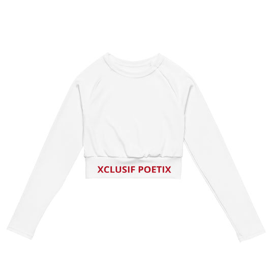 XCLUSIF POETIX WHITE & RED LOGO long-sleeve crop top