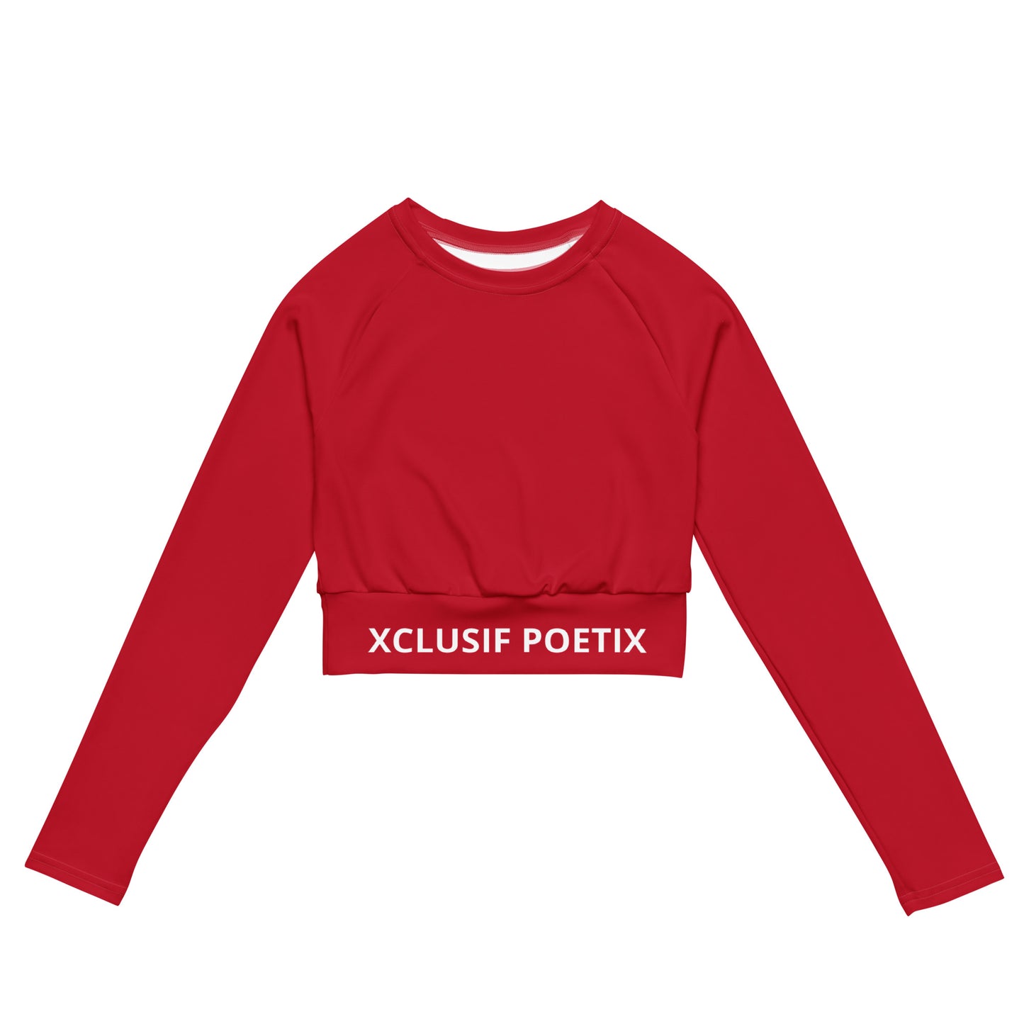 XCLUSIF POETIX RED & WHITE LOGO long-sleeve crop top