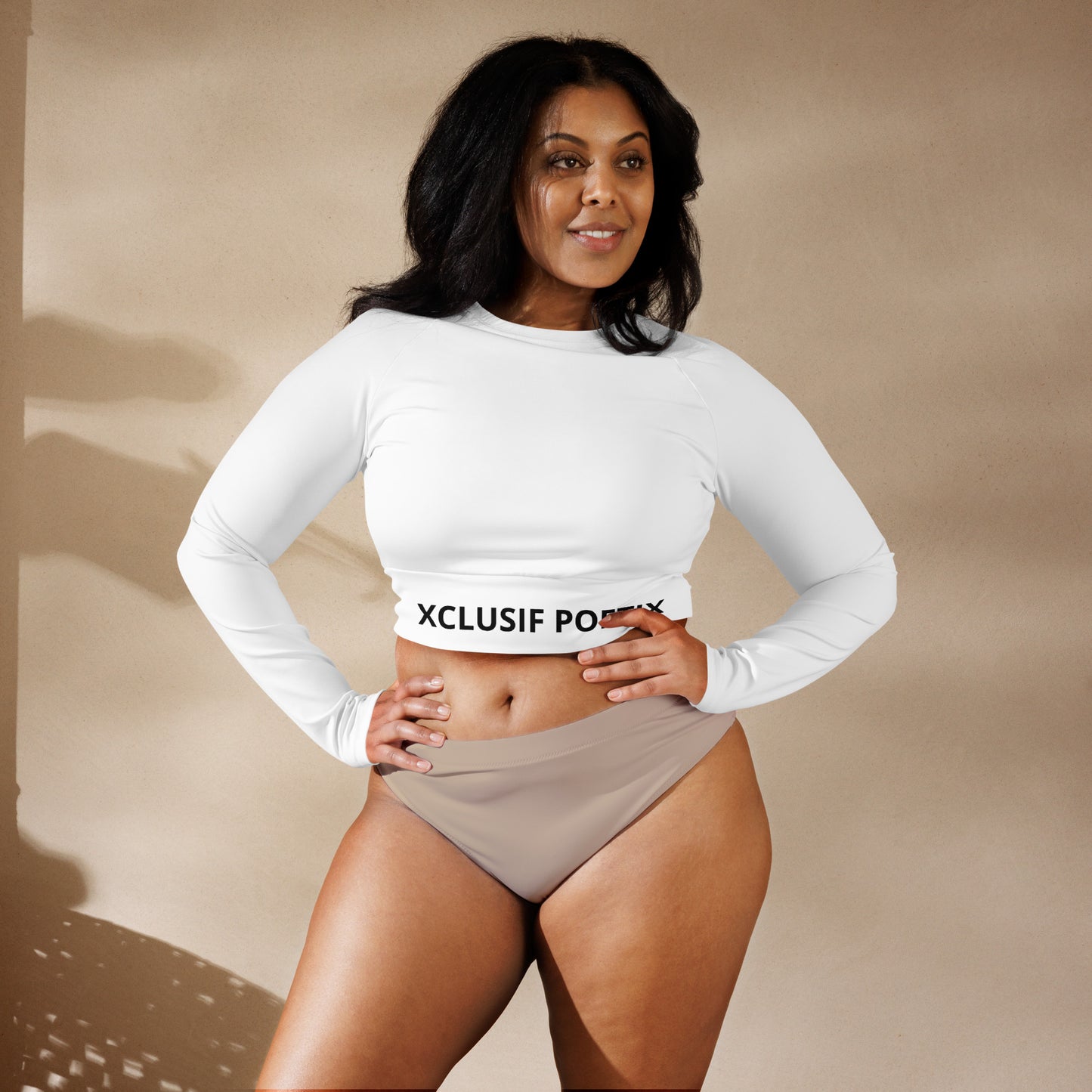 XCLUSIF POETIX WHITE & BLACK Women's long-sleeve crop top