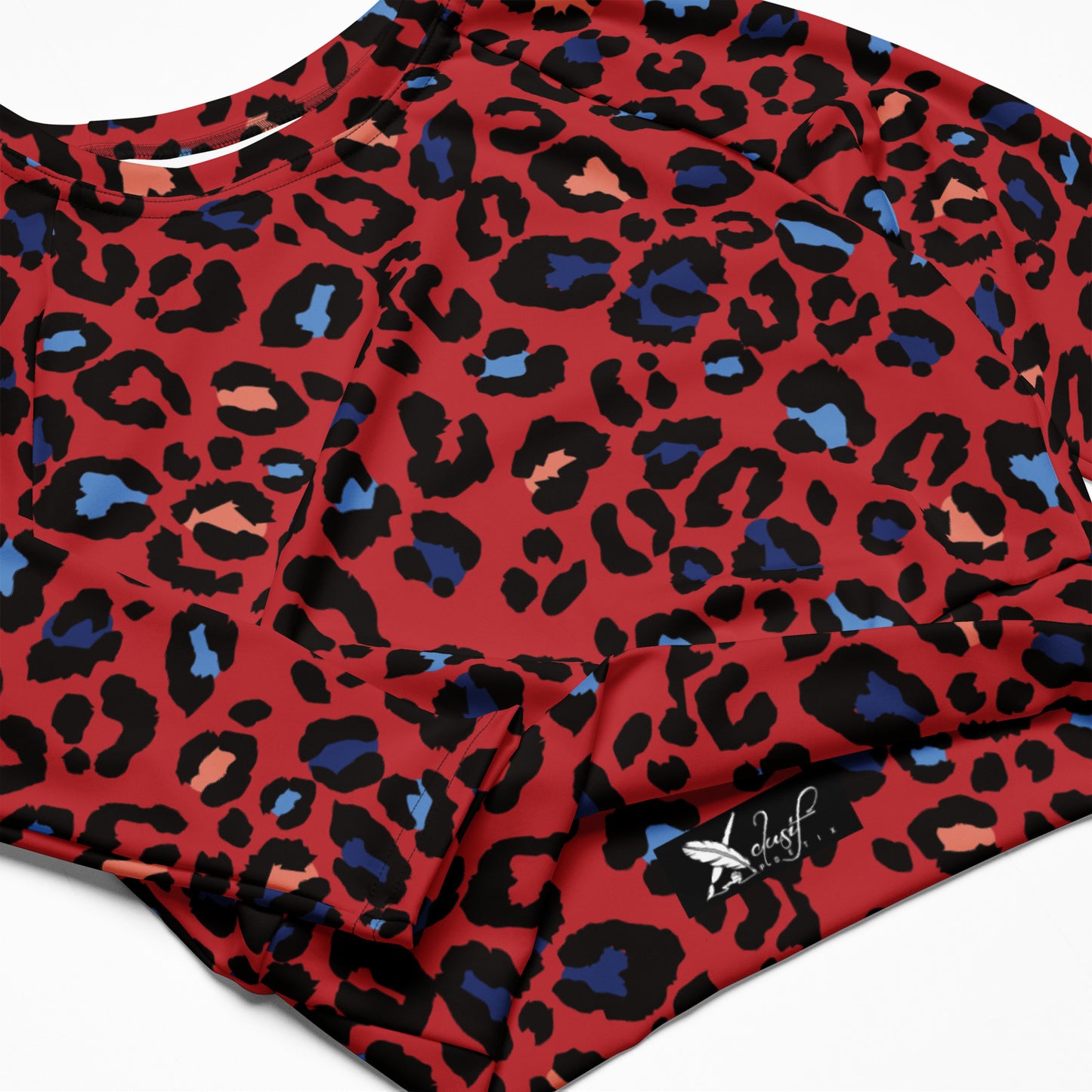 XCLUSIF POETIX RED LEOPARD Women's long-sleeve crop top