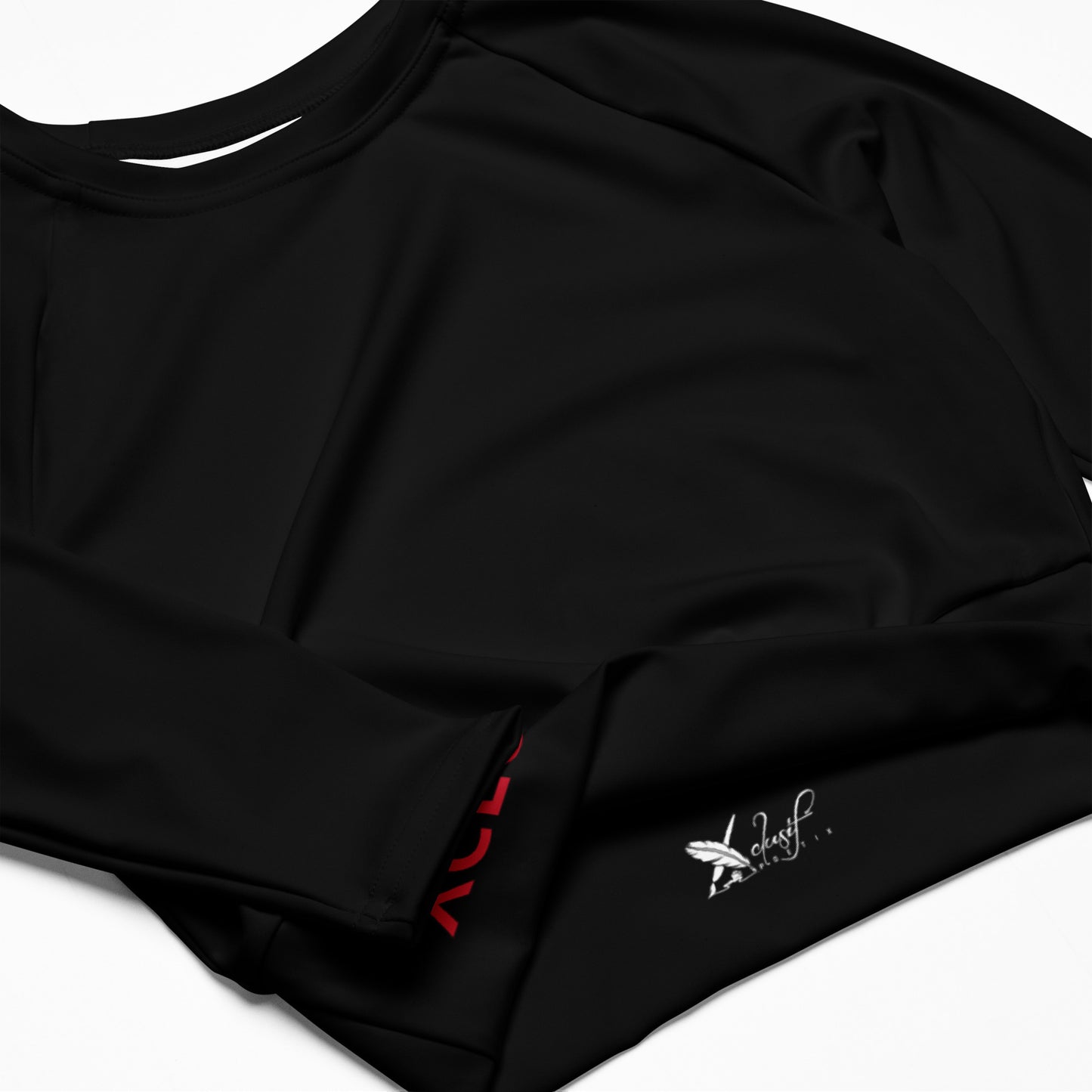 XCLUSIF POETIX BLACK & RED LOGO long-sleeve crop top