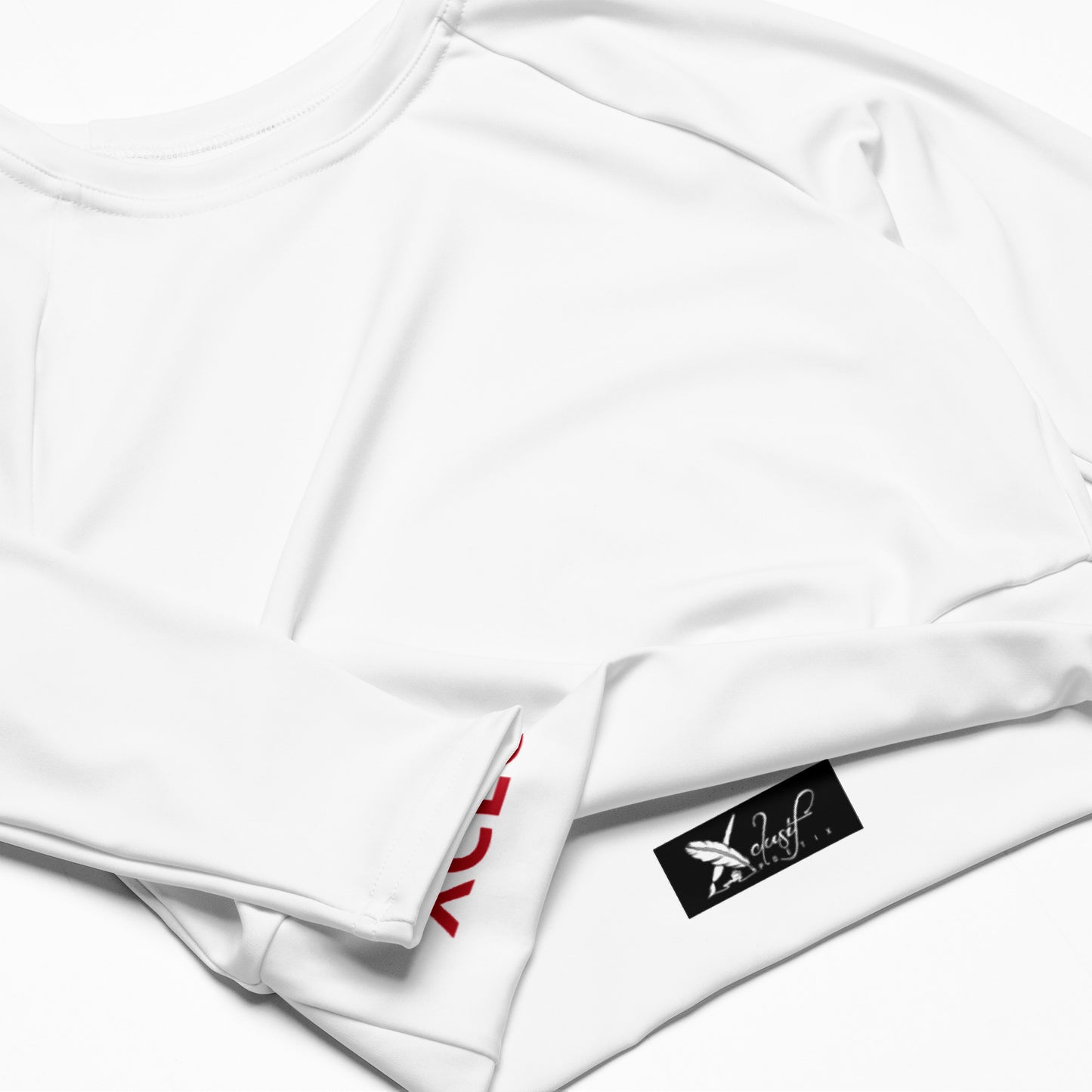 XCLUSIF POETIX WHITE & RED LOGO long-sleeve crop top