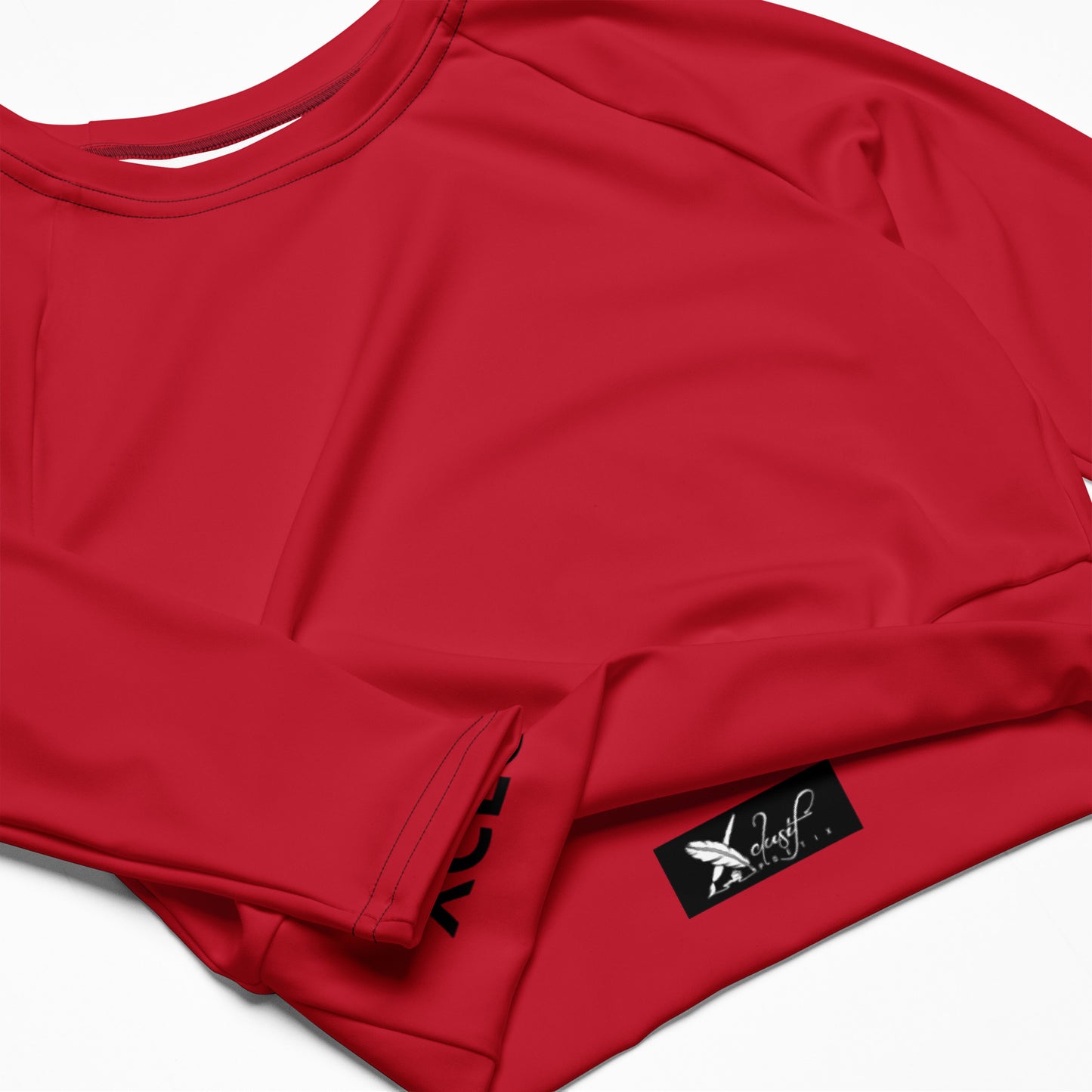 XCLUSIF POETIX RED & BLACK LOGO long-sleeve crop top