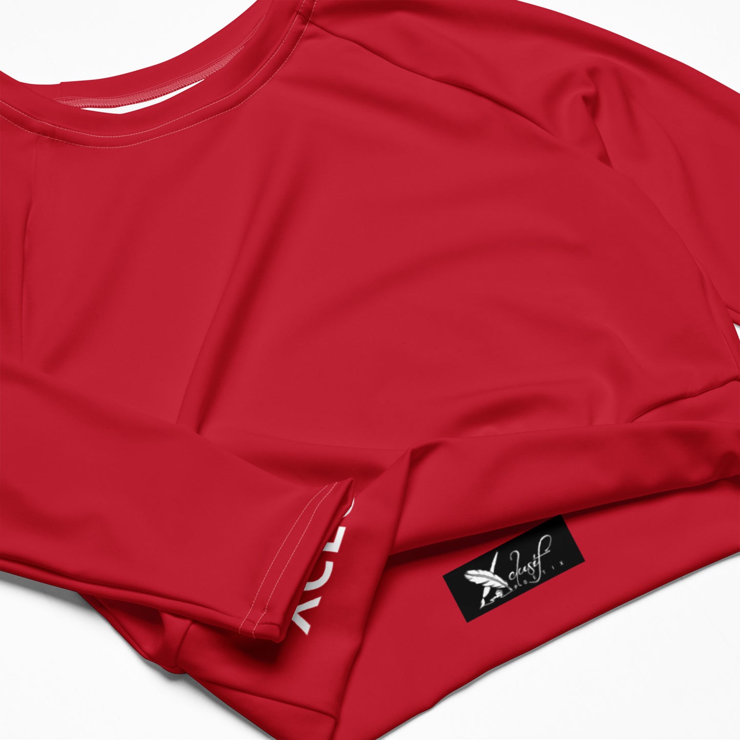 XCLUSIF POETIX RED & WHITE LOGO long-sleeve crop top