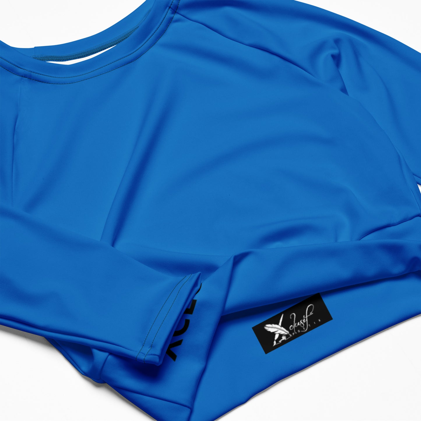 XCLUSIF POETIX BLUE & BLACK Women's long-sleeve crop top