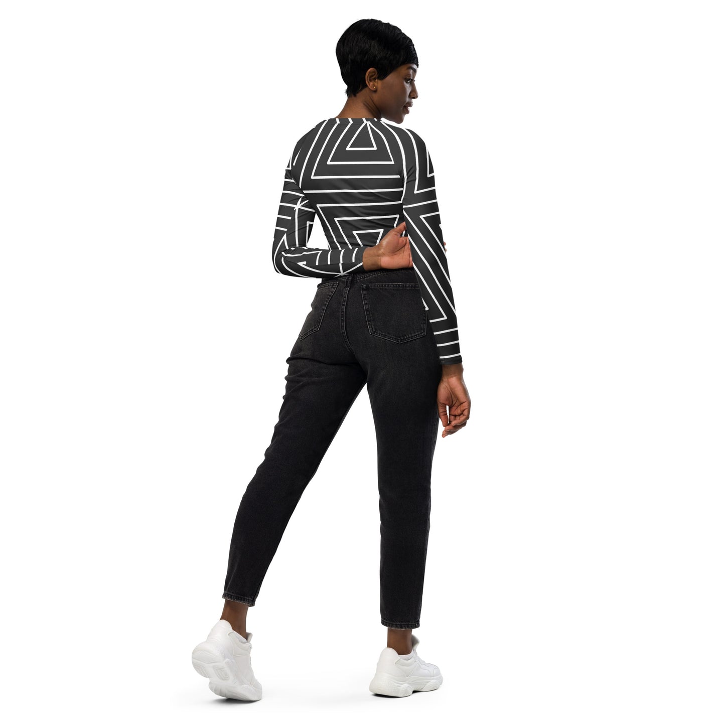 XCLUSIF POETIX BLACK TRIANGLE Women's long-sleeve crop top