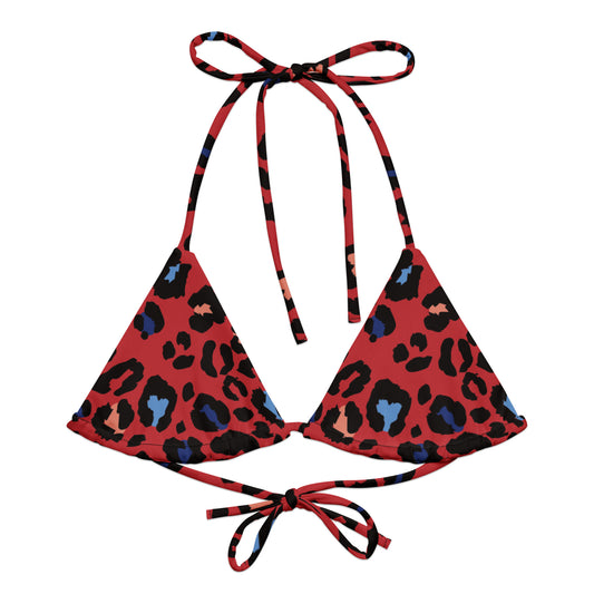 XCLUSIF POETIX RED LEOPARD string bikini top