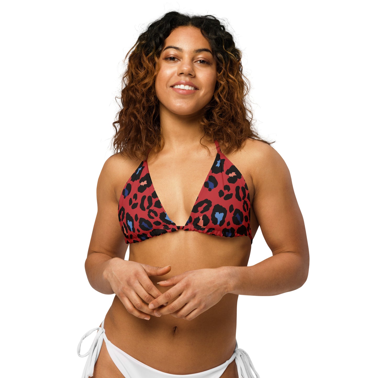 XCLUSIF POETIX RED LEOPARD string bikini top