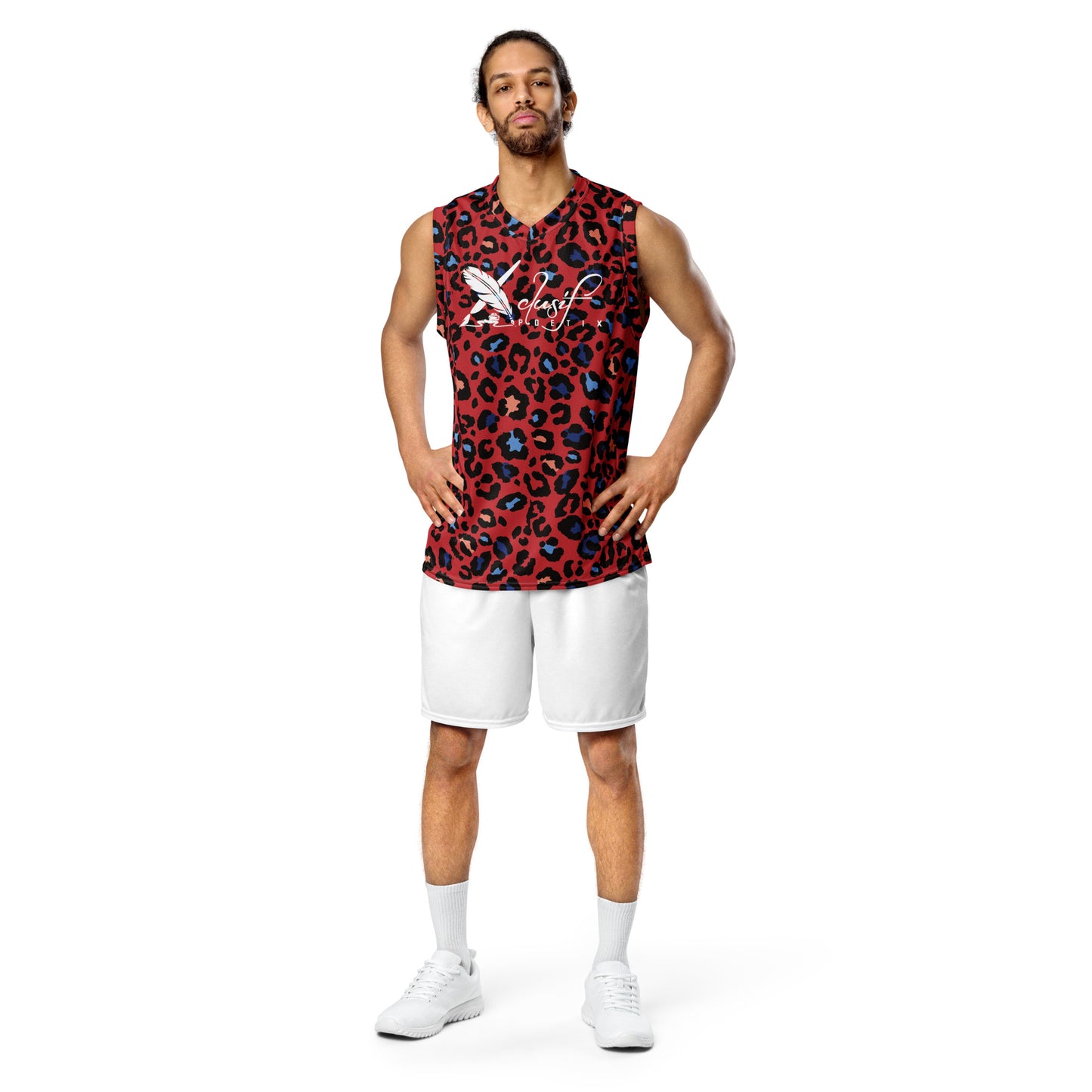 XCLUSIF POETIX RED LEOPARD unisex basketball jersey