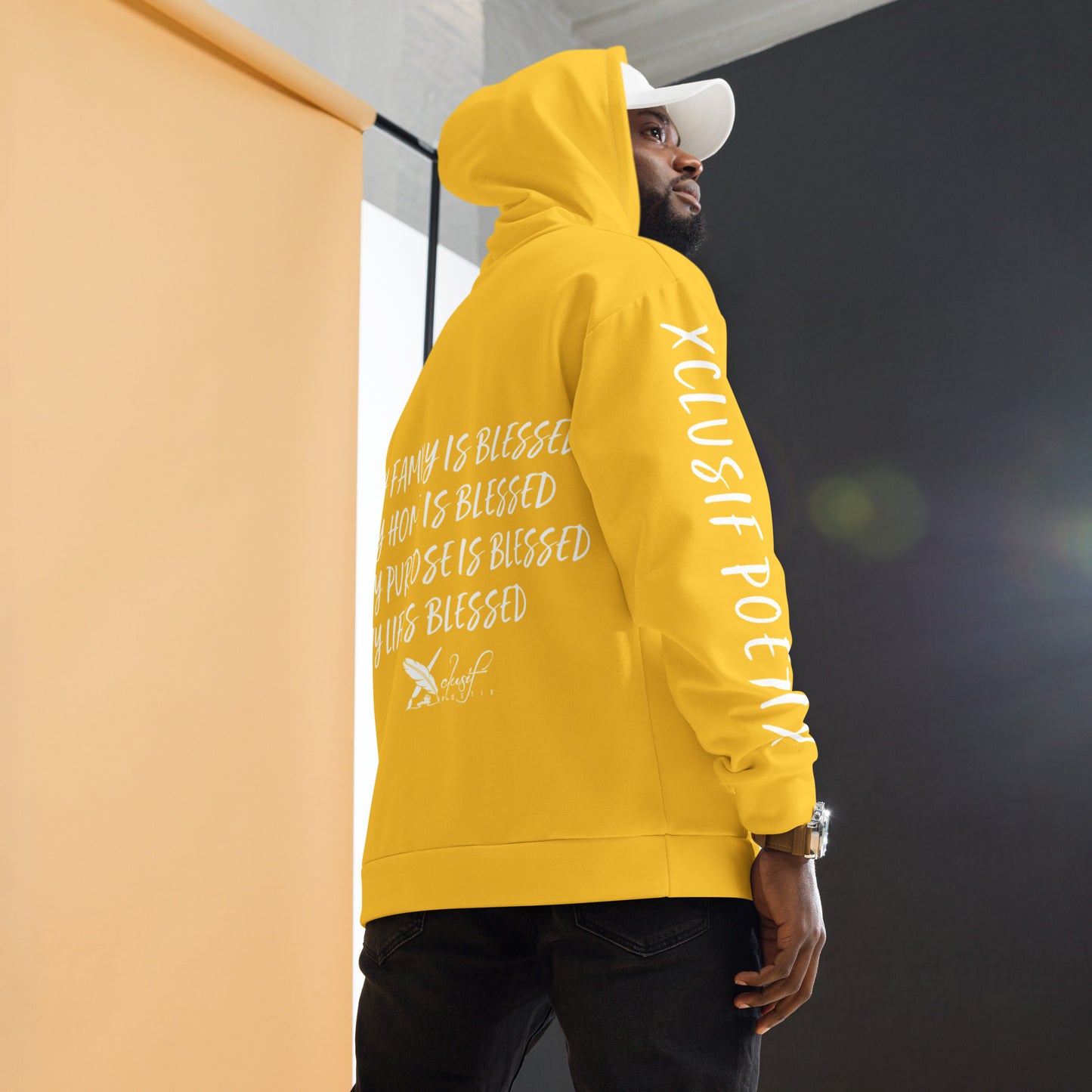 BLESSED BY XCLUSIF POETIX YELLOW & WHITE Unisex Hoodie