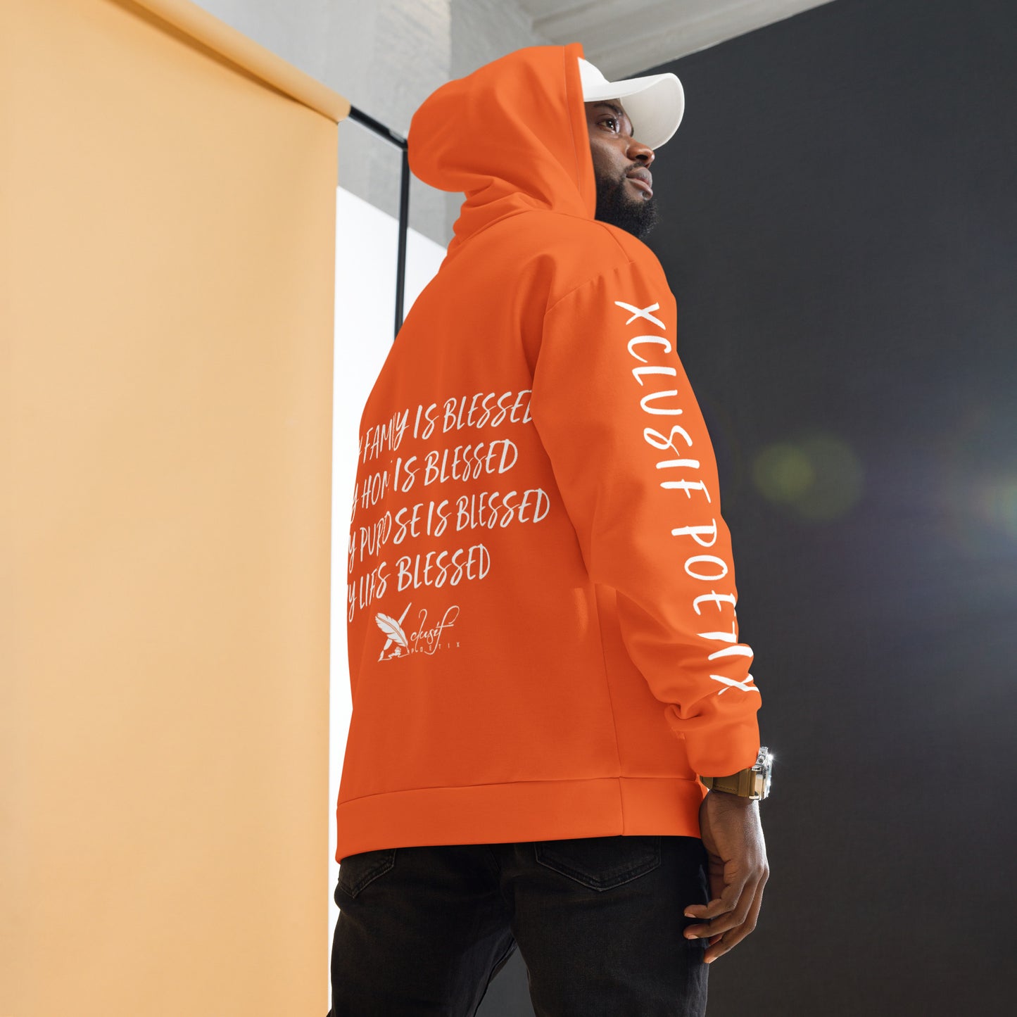 BLESSED BY XCLUSIF POETIX ORANGE & WHITE Unisex Hoodie