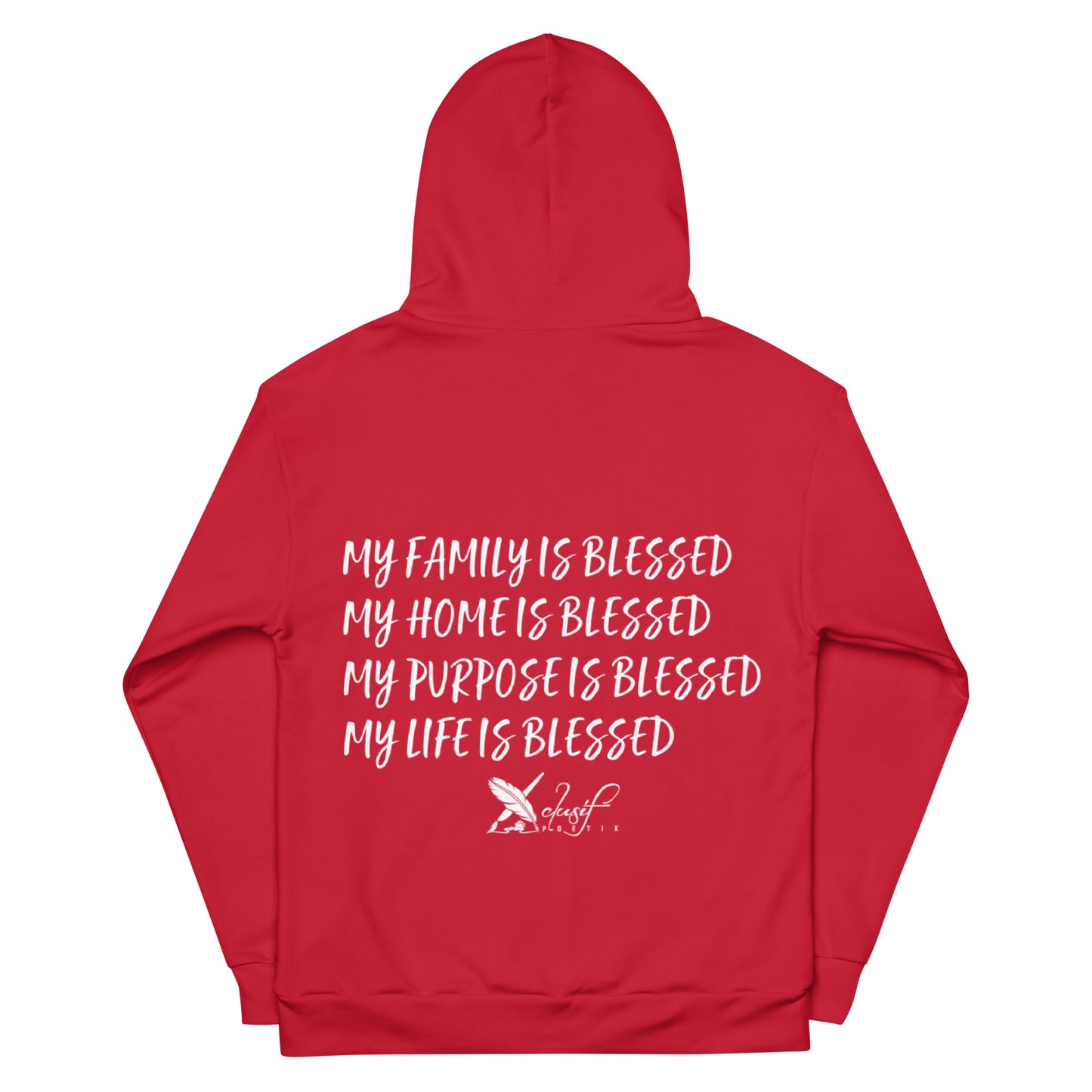 BLESSED BY XCLUSIF POETIX RED & WHITE Unisex Hoodie