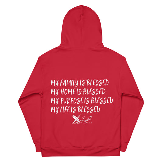 BLESSED BY XCLUSIF POETIX RED & WHITE Unisex Hoodie