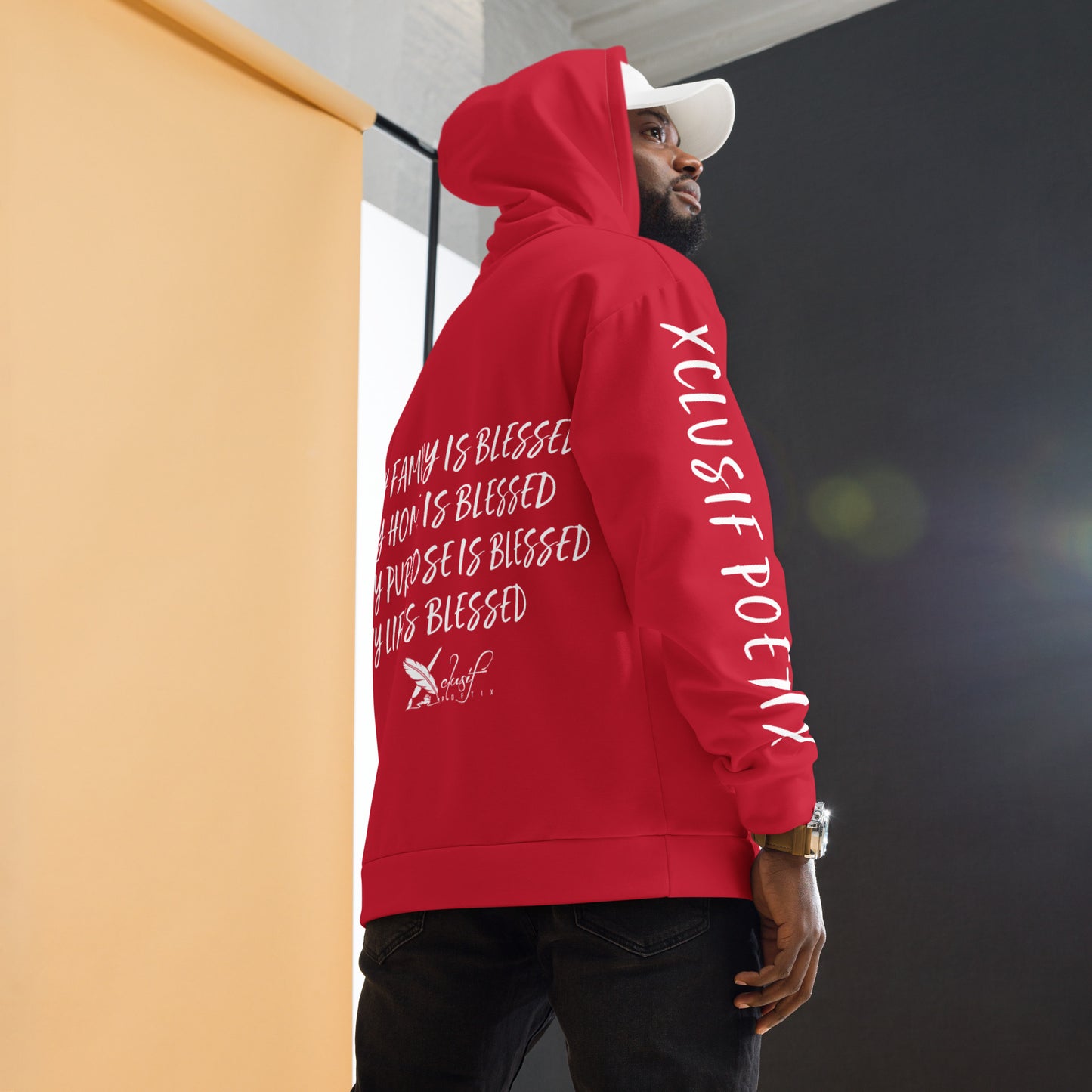 BLESSED BY XCLUSIF POETIX RED & WHITE Unisex Hoodie