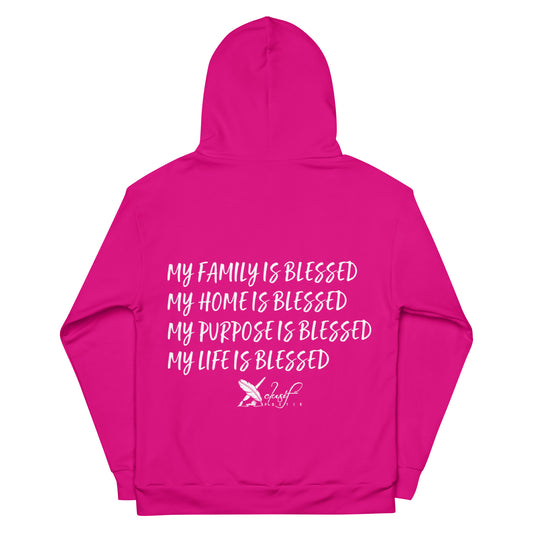 BLESSED BY XCLUSIF POETIX HOT PINK & WHITE Unisex Hoodie