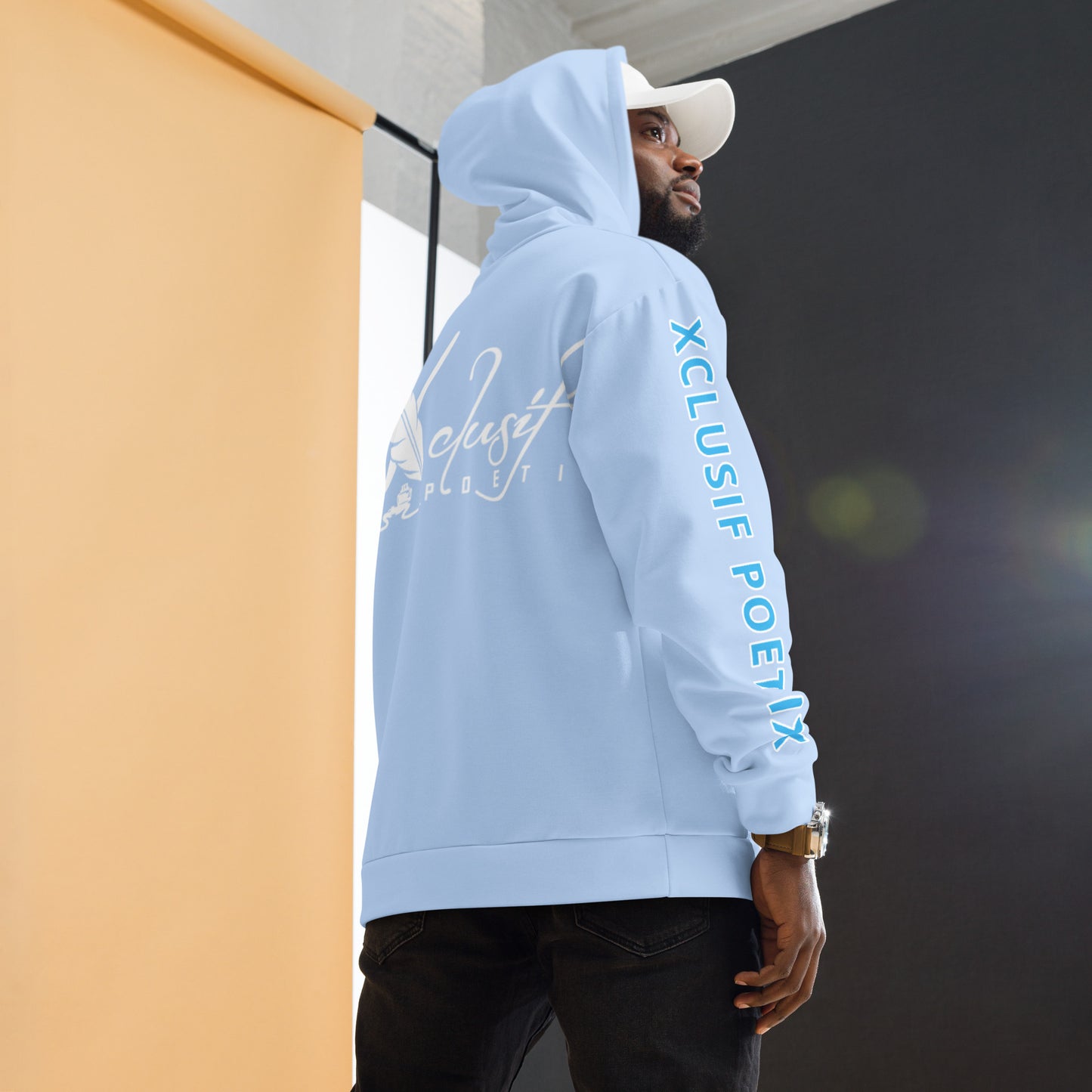 "LIVE FOR WHAT YOU LOVE" BY XCLUSIF POETIX LIGHT BLUE Unisex Hoodie