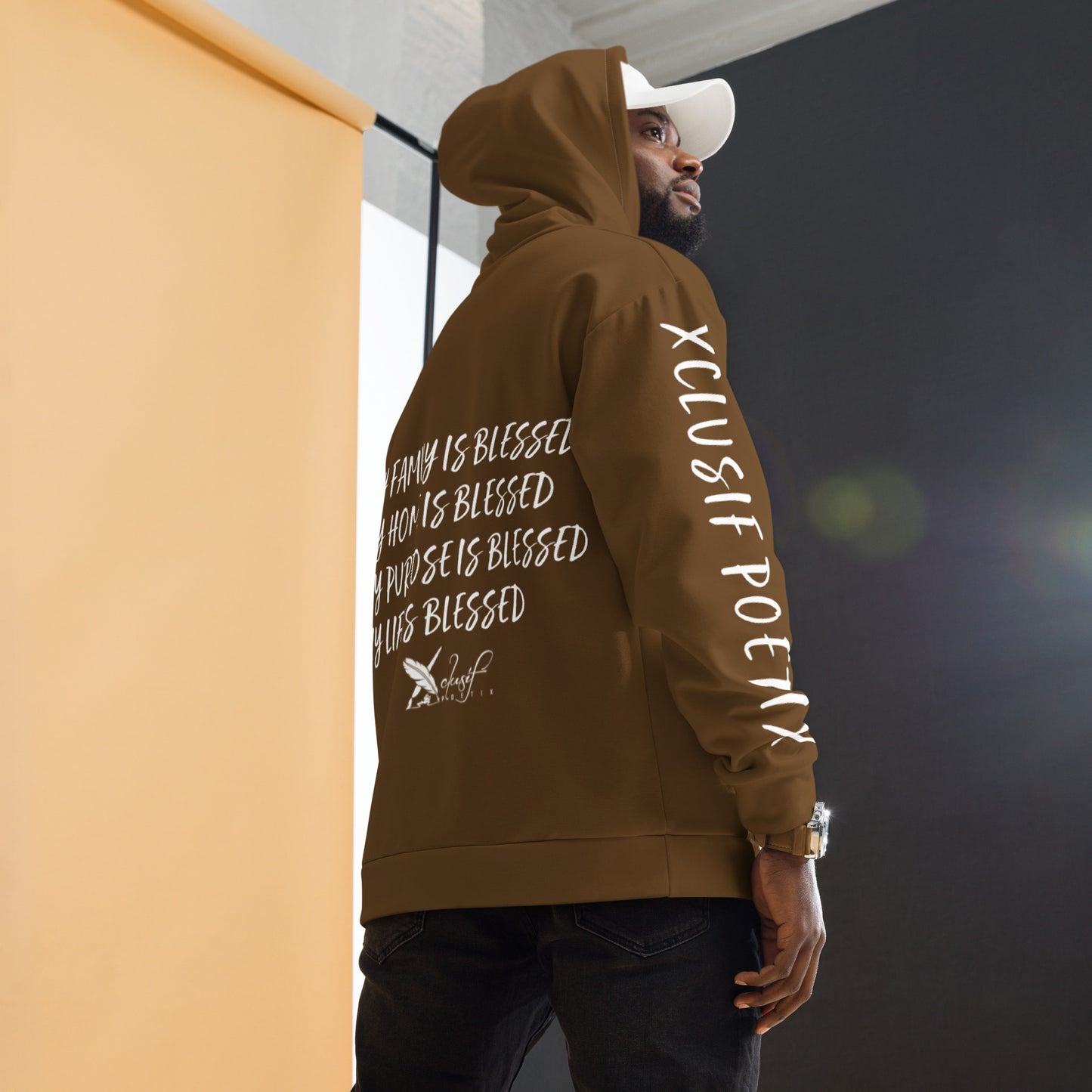 BLESSED BY XCLUSIF POETIX BROWN & WHITE Unisex Hoodie