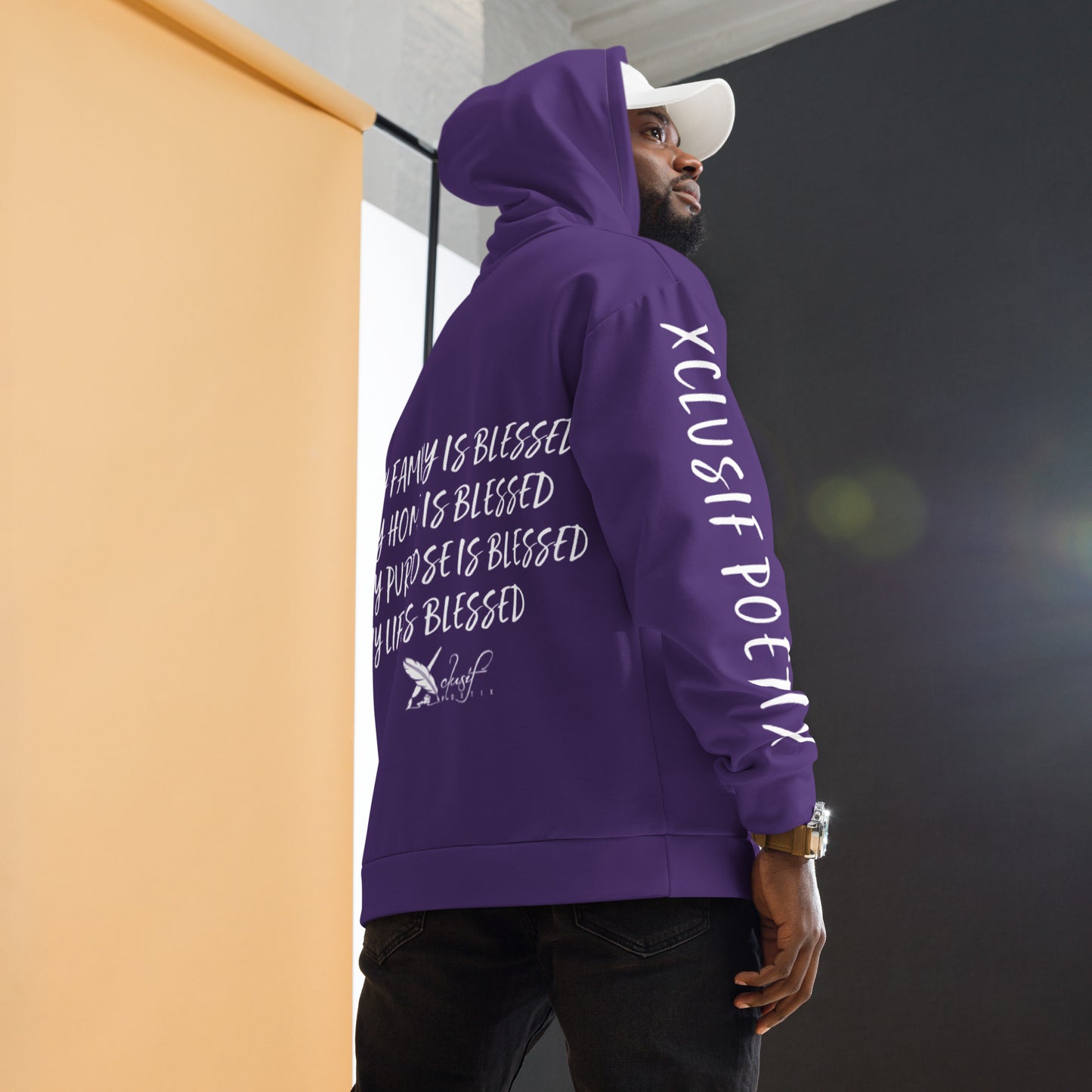 BLESSED BY XCLUSIF POETIX PURPLE & WHITE Unisex Hoodie