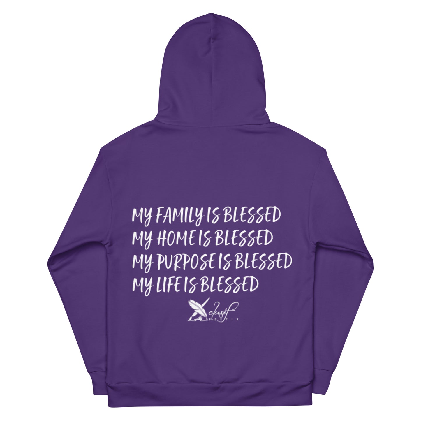 BLESSED BY XCLUSIF POETIX PURPLE & WHITE Unisex Hoodie