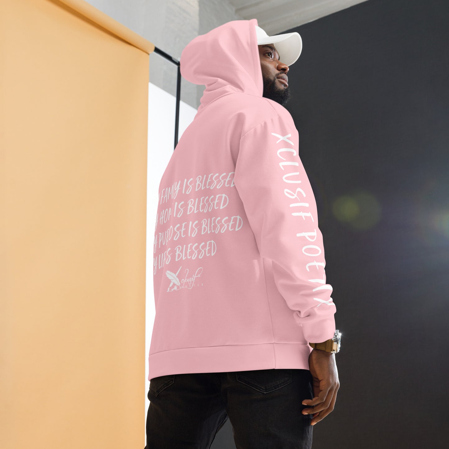 BLESSED BY XCLUSIF POETIX PINK & WHITE Unisex Hoodie