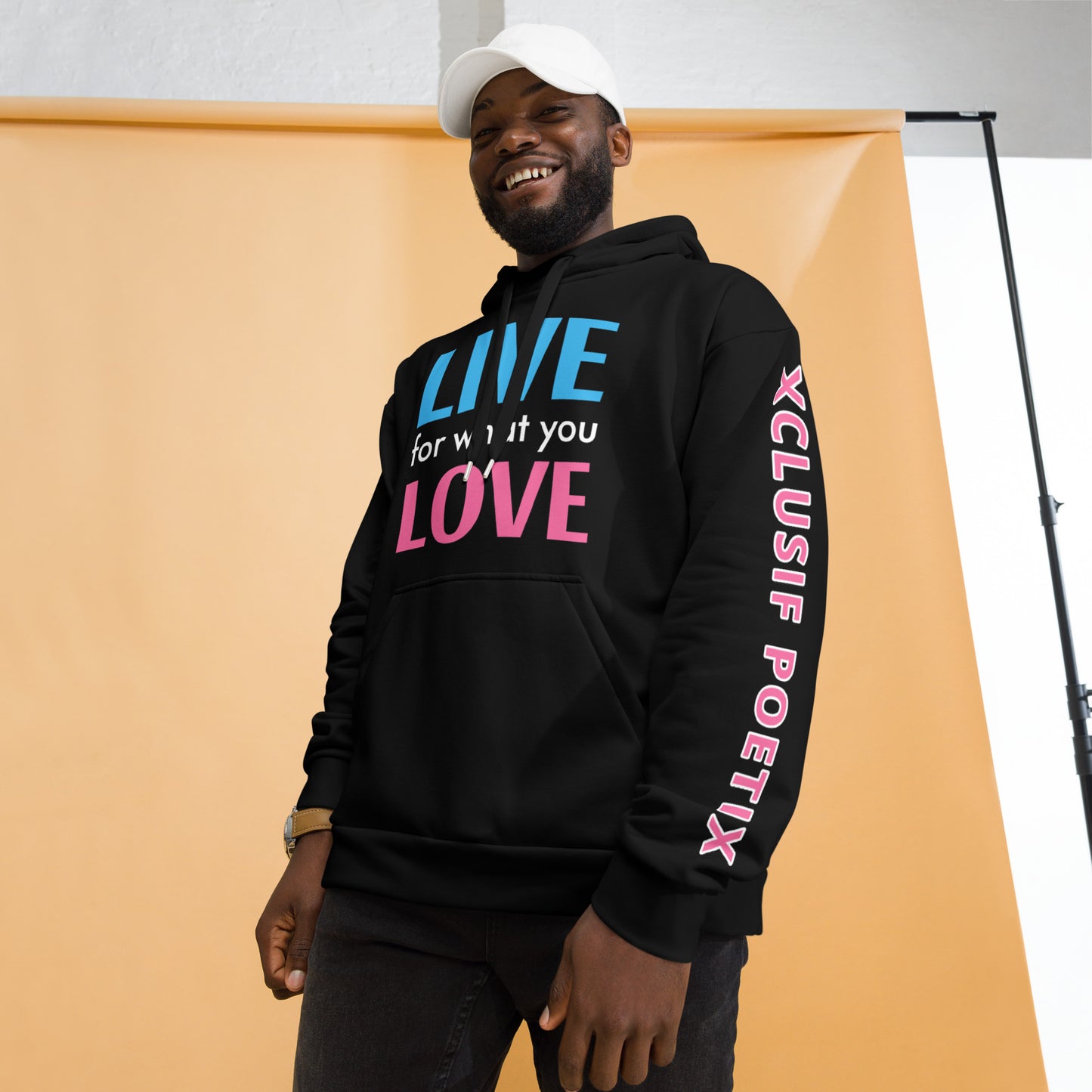 "LIVE FOR WHAT YOU LOVE" BY XCLUSIF POETIX BLACK Unisex Hoodie