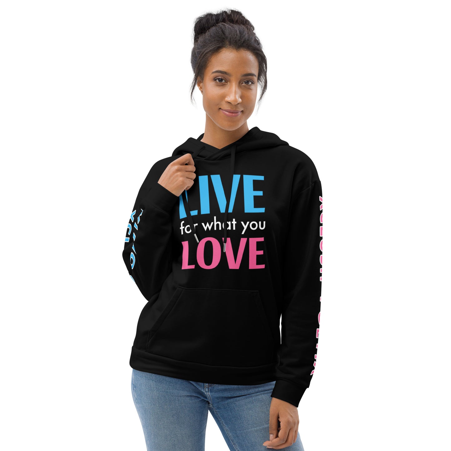 "LIVE FOR WHAT YOU LOVE" BY XCLUSIF POETIX BLACK Unisex Hoodie