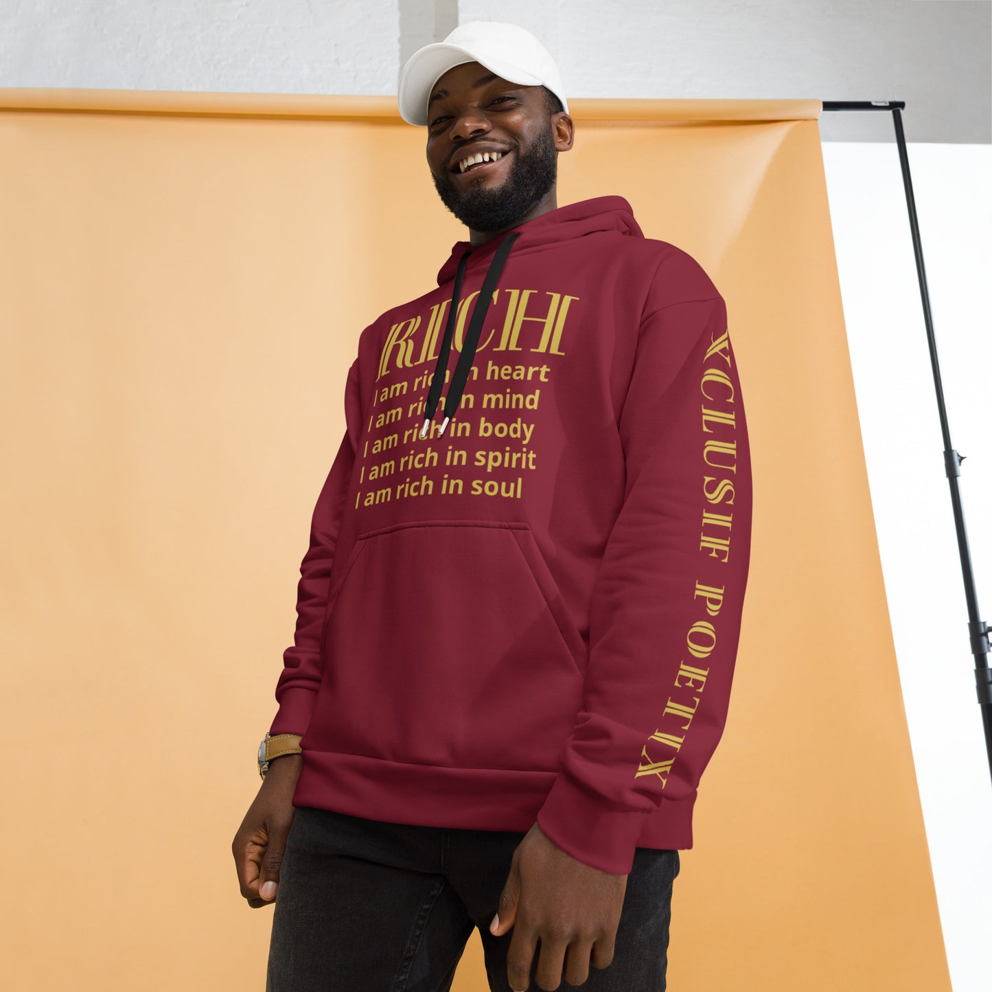 RICH BY XCLUSIF POETIX BURGUNDY & GOLD Unisex Hoodie