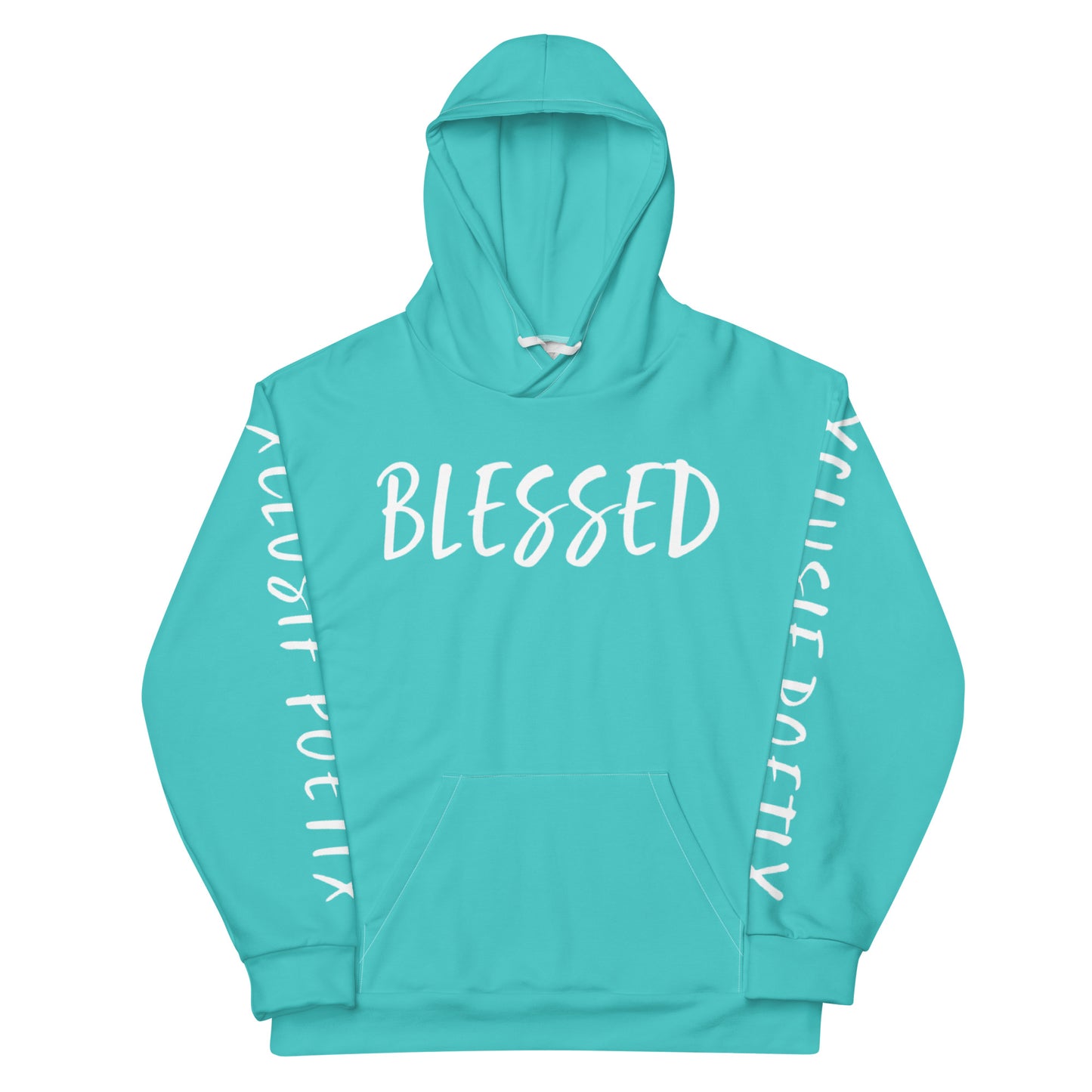 BLESSED BY XCLUSIF POETIX TURQUOISE & WHITE Unisex Hoodie