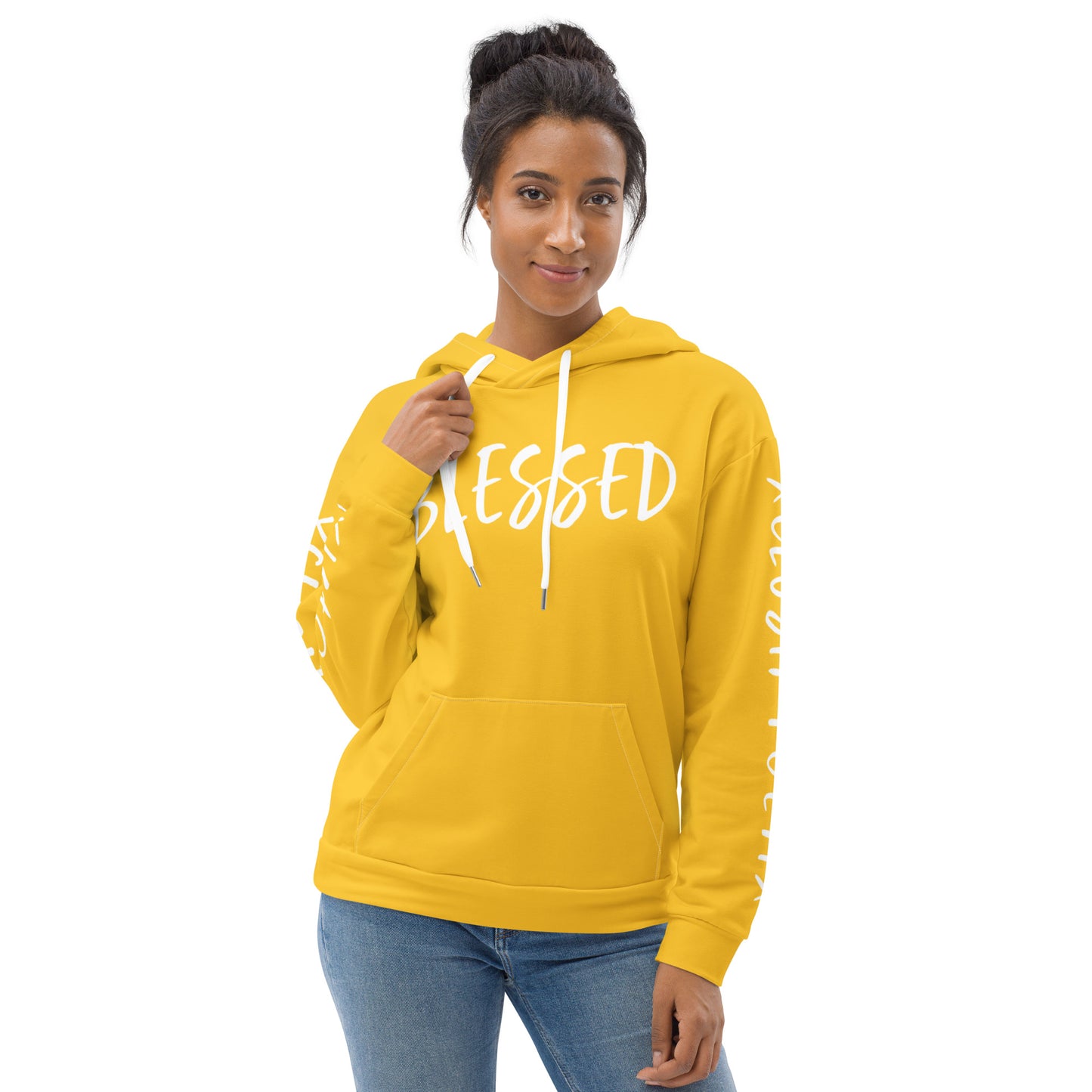 BLESSED BY XCLUSIF POETIX YELLOW & WHITE Unisex Hoodie