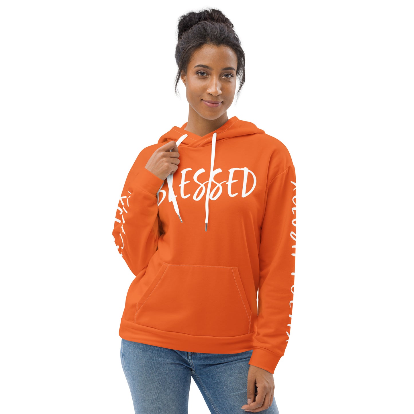 BLESSED BY XCLUSIF POETIX ORANGE & WHITE Unisex Hoodie