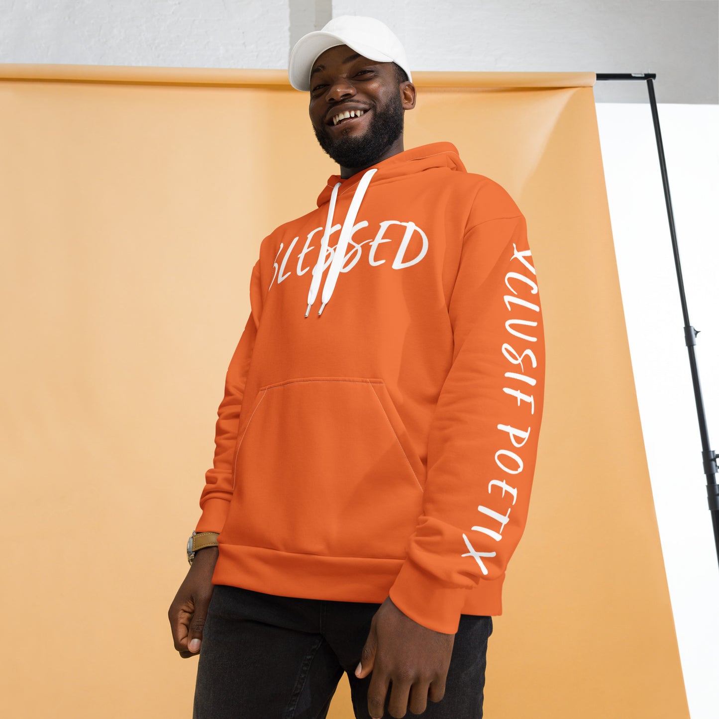 BLESSED BY XCLUSIF POETIX ORANGE & WHITE Unisex Hoodie