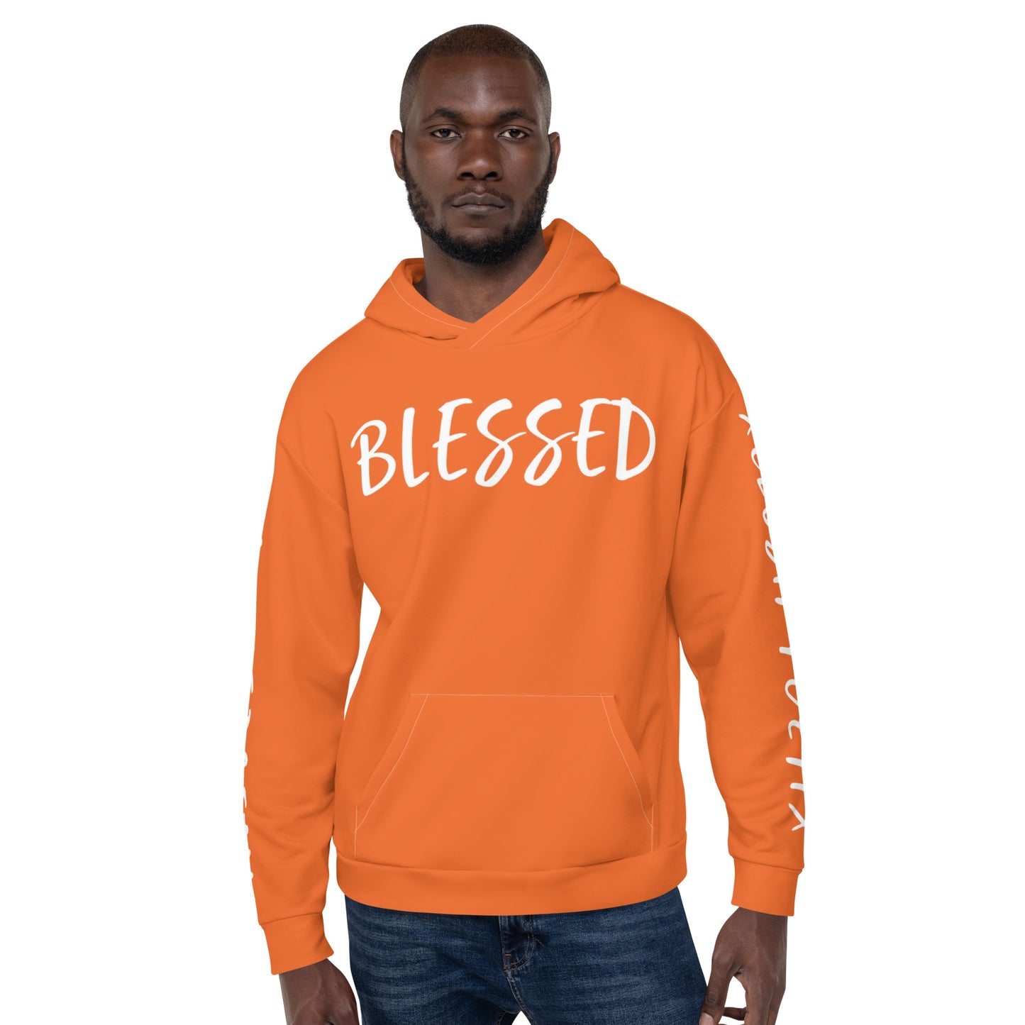 BLESSED BY XCLUSIF POETIX ORANGE & WHITE Unisex Hoodie