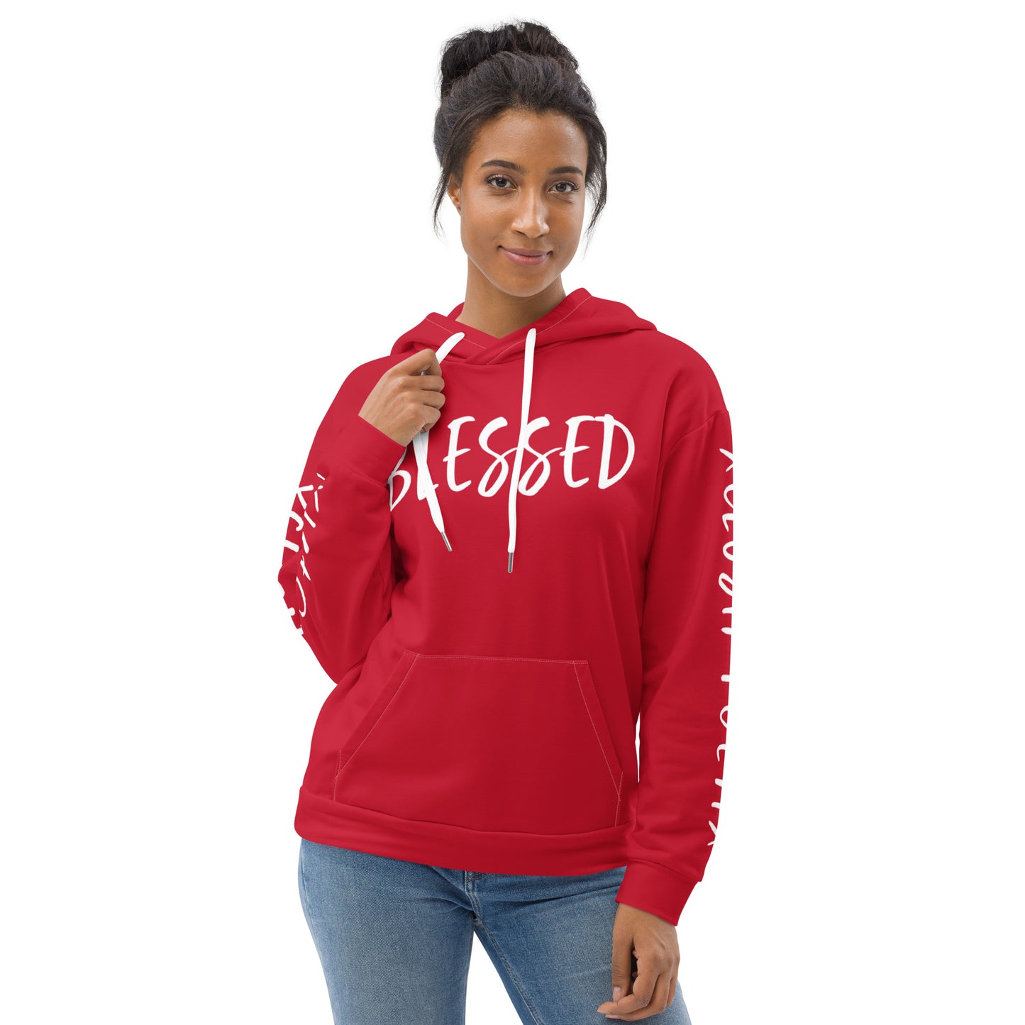 BLESSED BY XCLUSIF POETIX RED & WHITE Unisex Hoodie