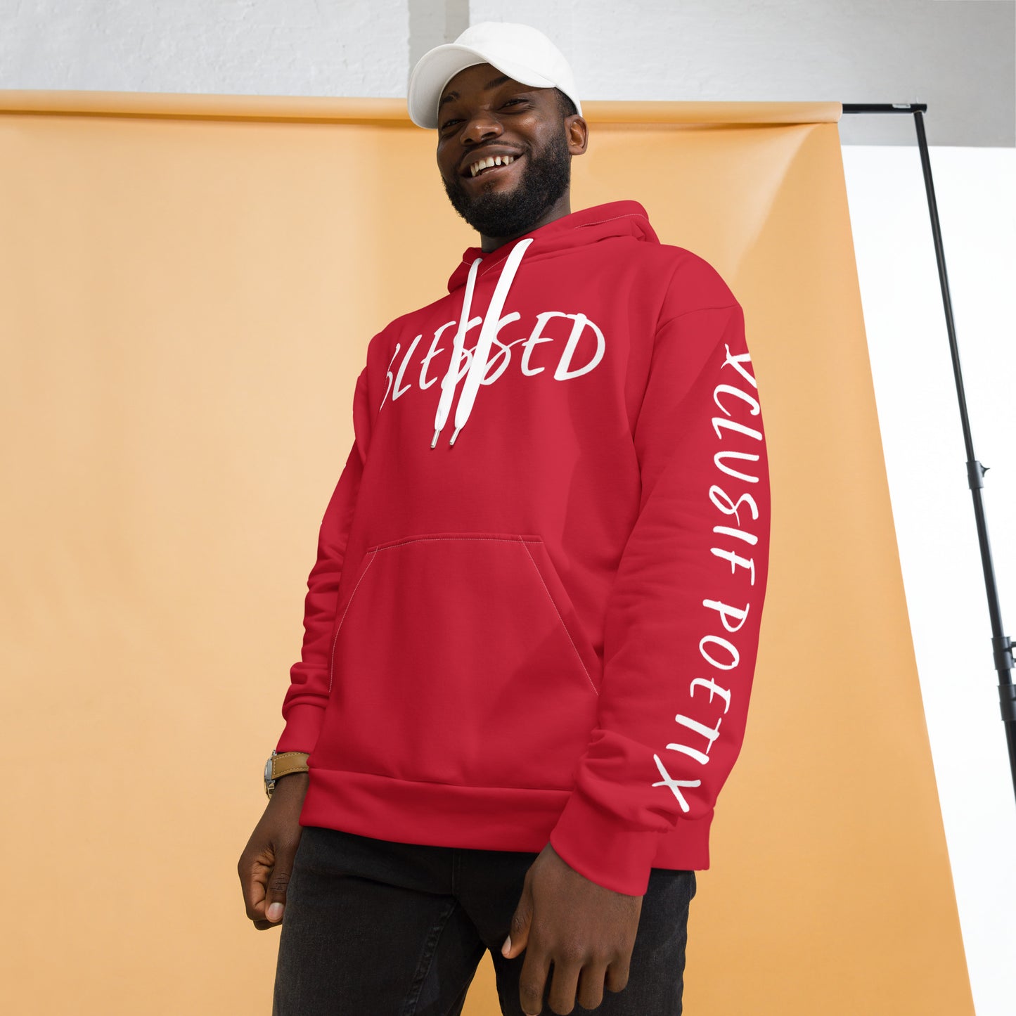 BLESSED BY XCLUSIF POETIX RED & WHITE Unisex Hoodie