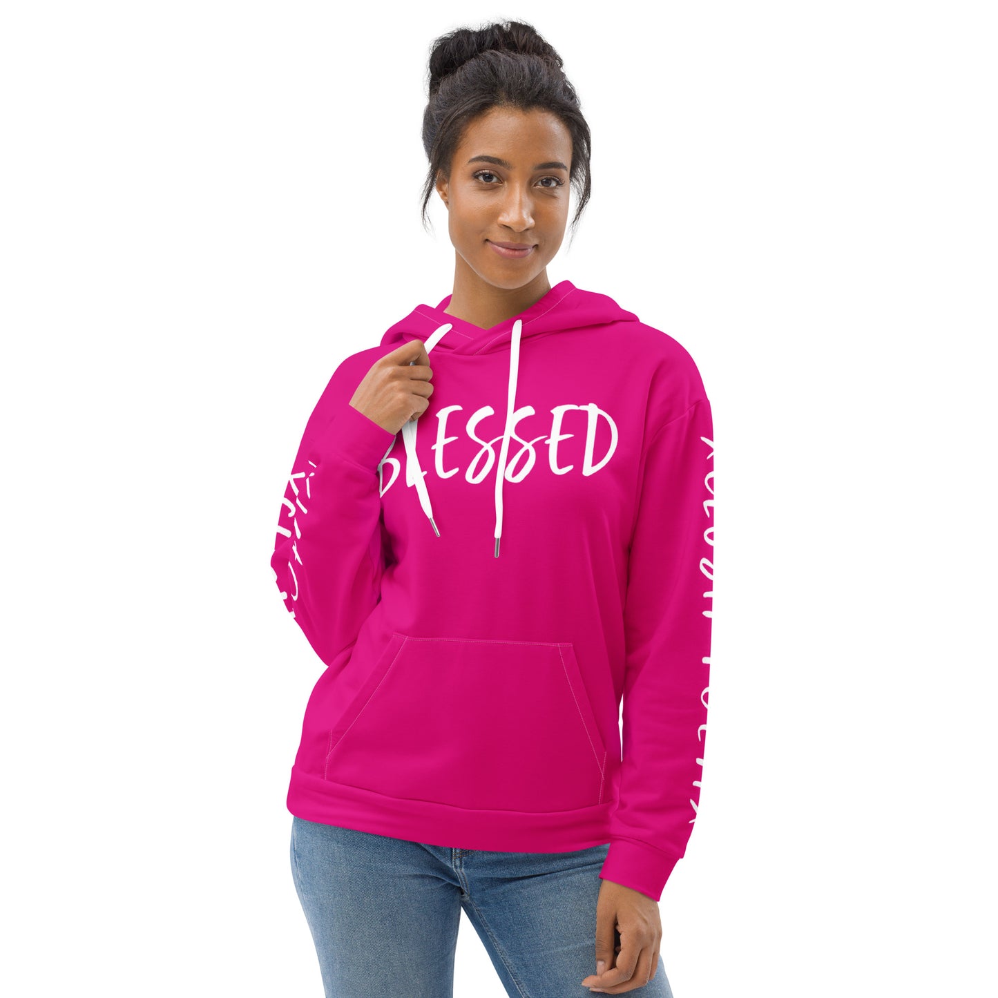 BLESSED BY XCLUSIF POETIX HOT PINK & WHITE Unisex Hoodie