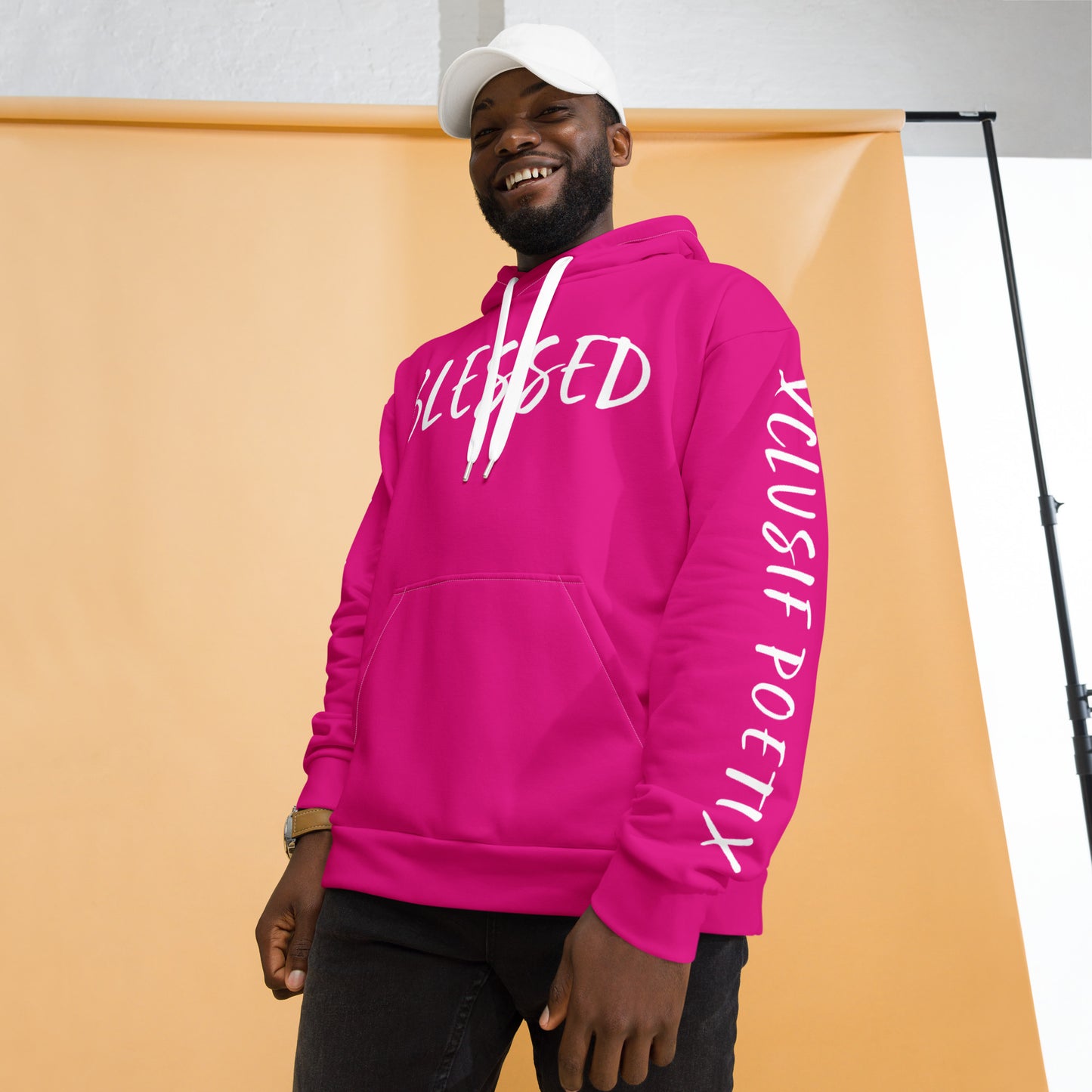 BLESSED BY XCLUSIF POETIX HOT PINK & WHITE Unisex Hoodie