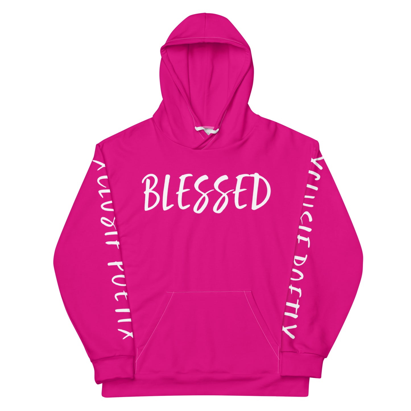 BLESSED BY XCLUSIF POETIX HOT PINK & WHITE Unisex Hoodie