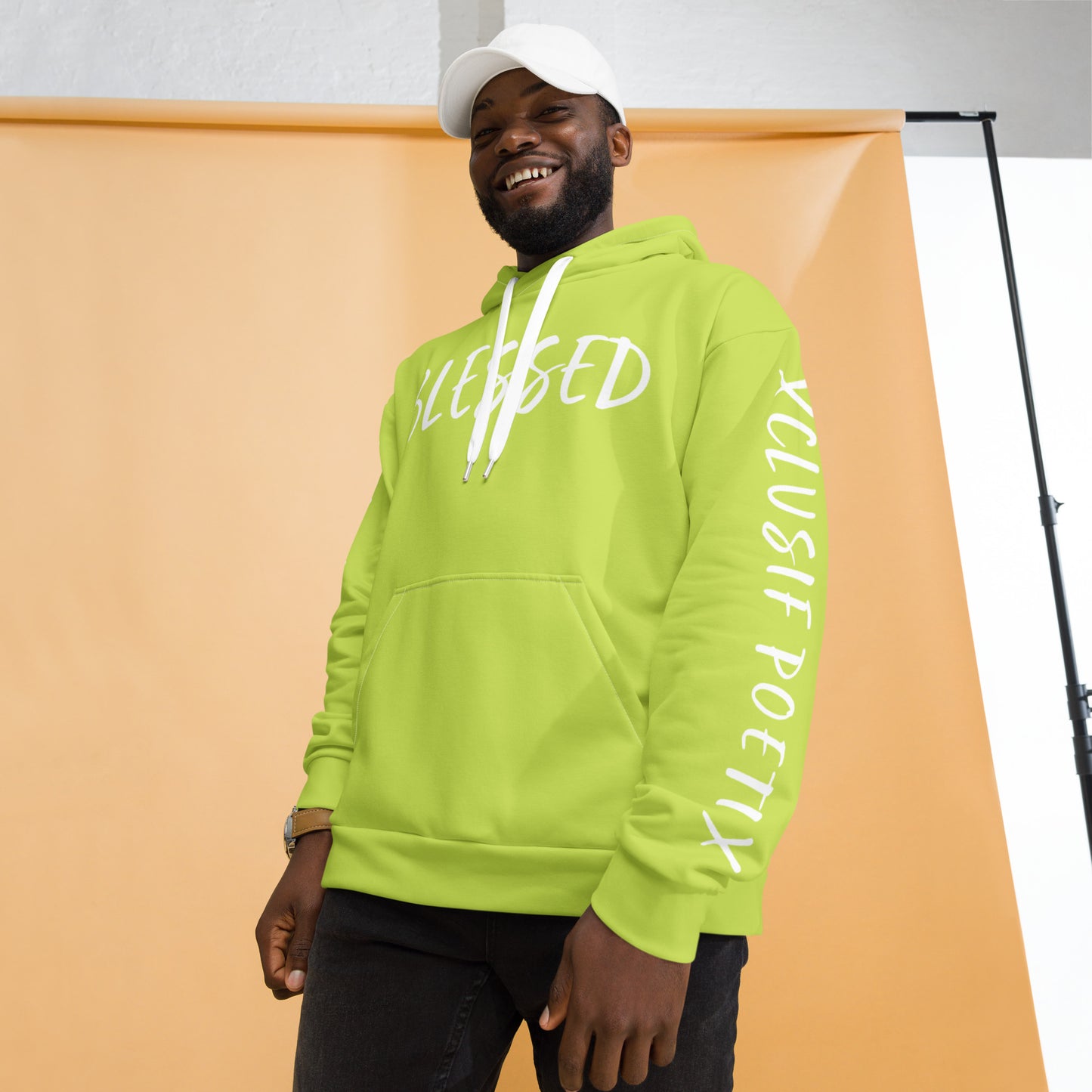 BLESSED BY XCLUSIF POETIX LIGHT GREEN & WHITE Unisex Hoodie