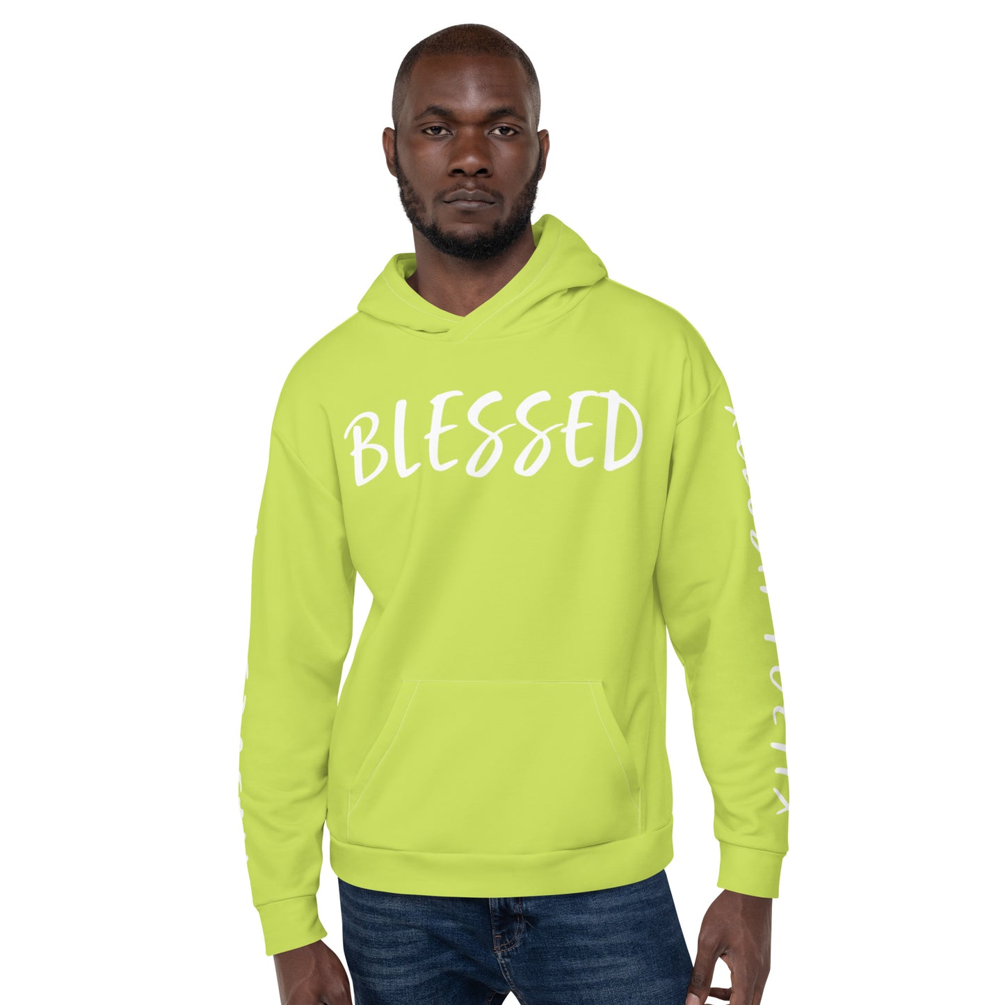 BLESSED BY XCLUSIF POETIX LIGHT GREEN & WHITE Unisex Hoodie