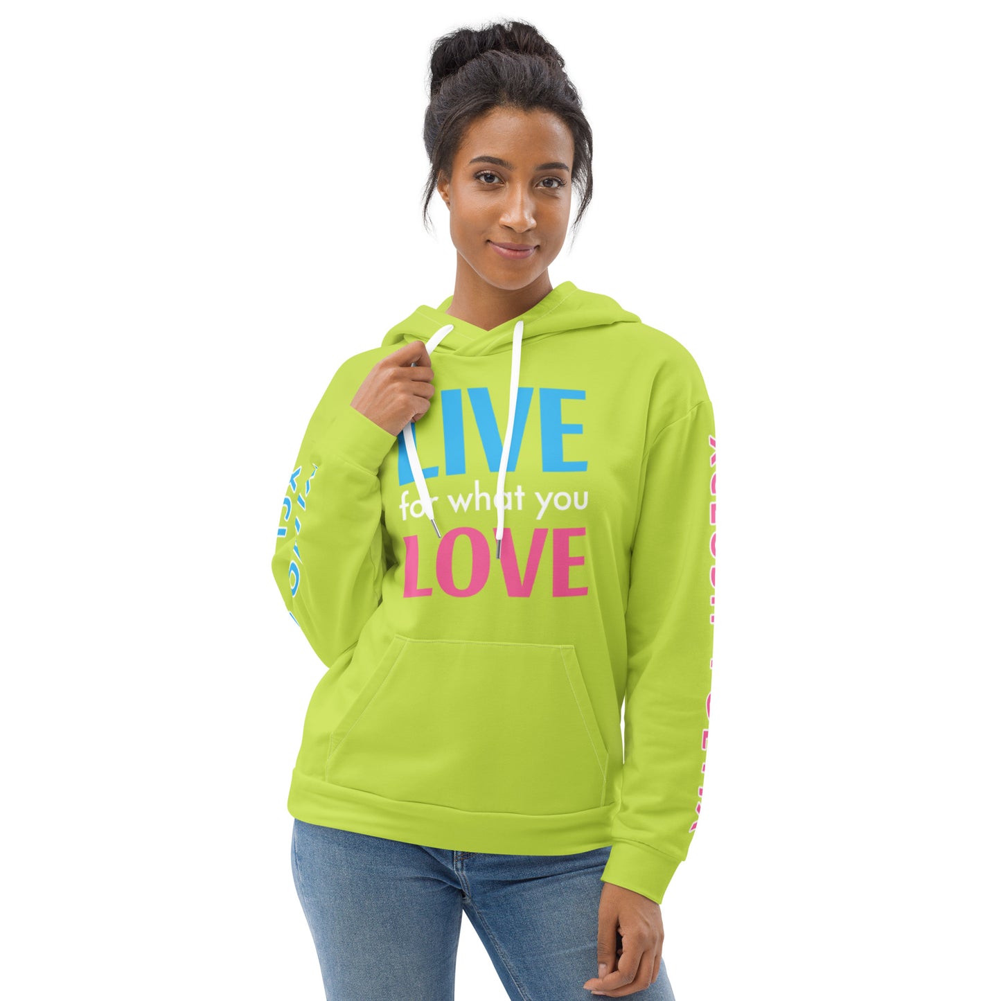 "LIVE FOR WHAT YOU LOVE" BY XCLUSIF POETIX LIGHT GREEN Unisex Hoodie