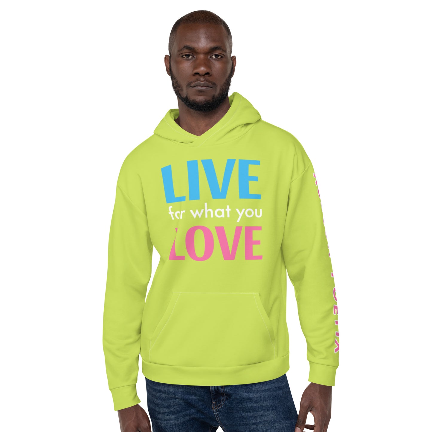 "LIVE FOR WHAT YOU LOVE" BY XCLUSIF POETIX LIGHT GREEN Unisex Hoodie