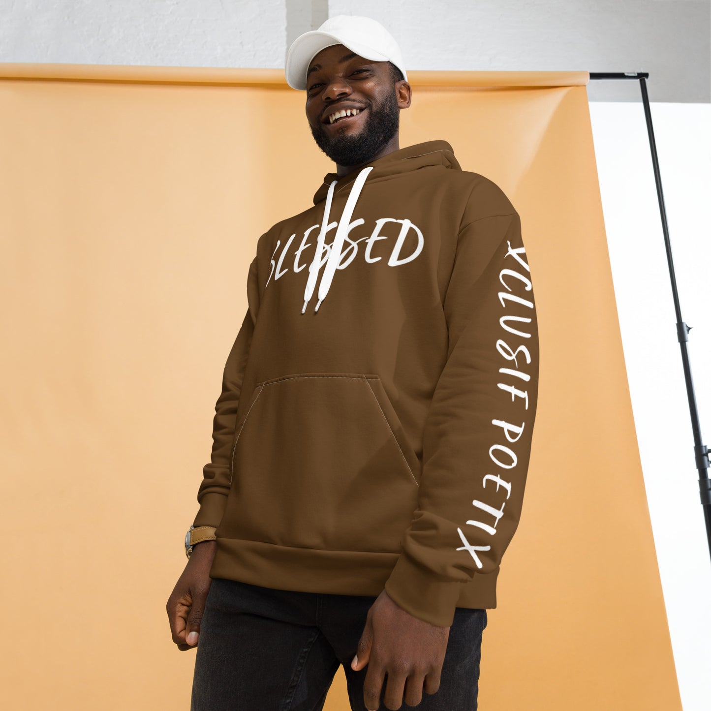 BLESSED BY XCLUSIF POETIX BROWN & WHITE Unisex Hoodie