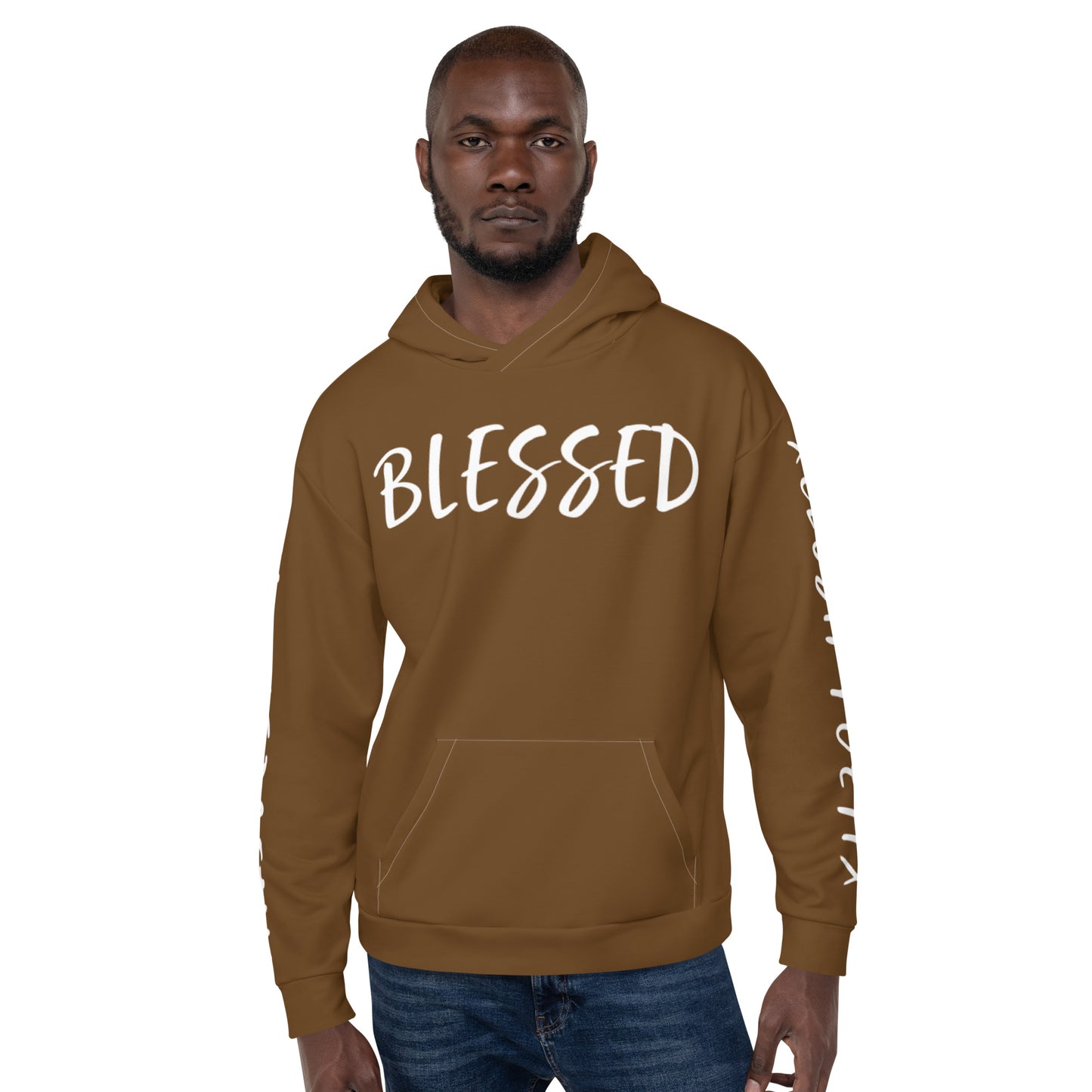 BLESSED BY XCLUSIF POETIX BROWN & WHITE Unisex Hoodie